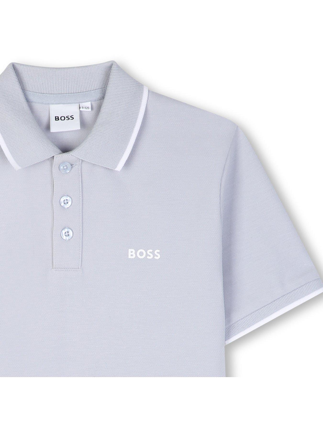 Image 3 of 3 of BOSS Boys Short Sleeve Polo Shirt - Light Blue