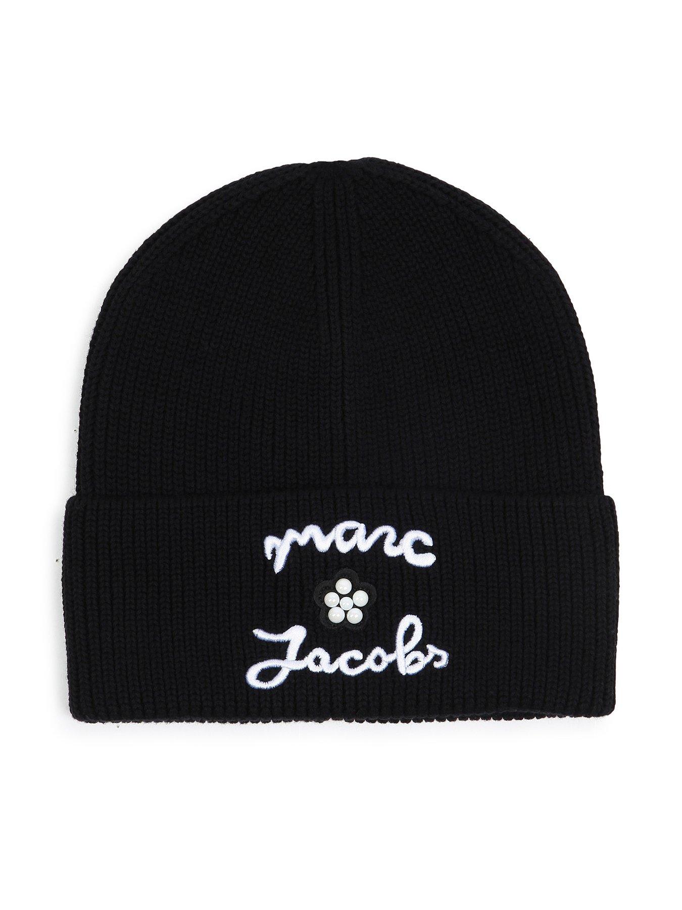 Image 1 of 4 of MARC JACOBS MARC JACOBS Girls Turn-Up Rib Knit Beanie Hat - Black