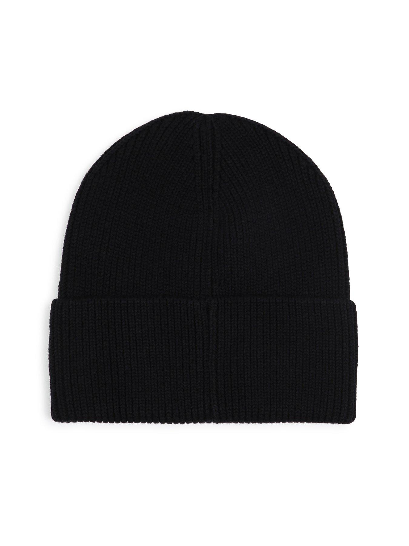 Image 3 of 4 of MARC JACOBS MARC JACOBS Girls Turn-Up Rib Knit Beanie Hat - Black