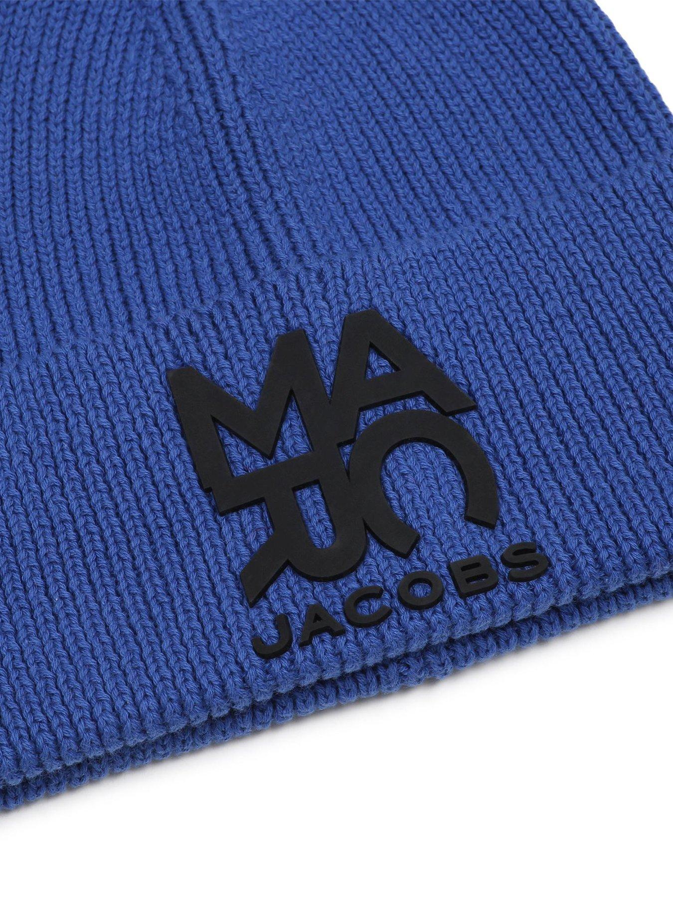 Image 4 of 5 of MARC JACOBS MARC JACOBS Boys Ribbed Logo Beanie Hat - Blue