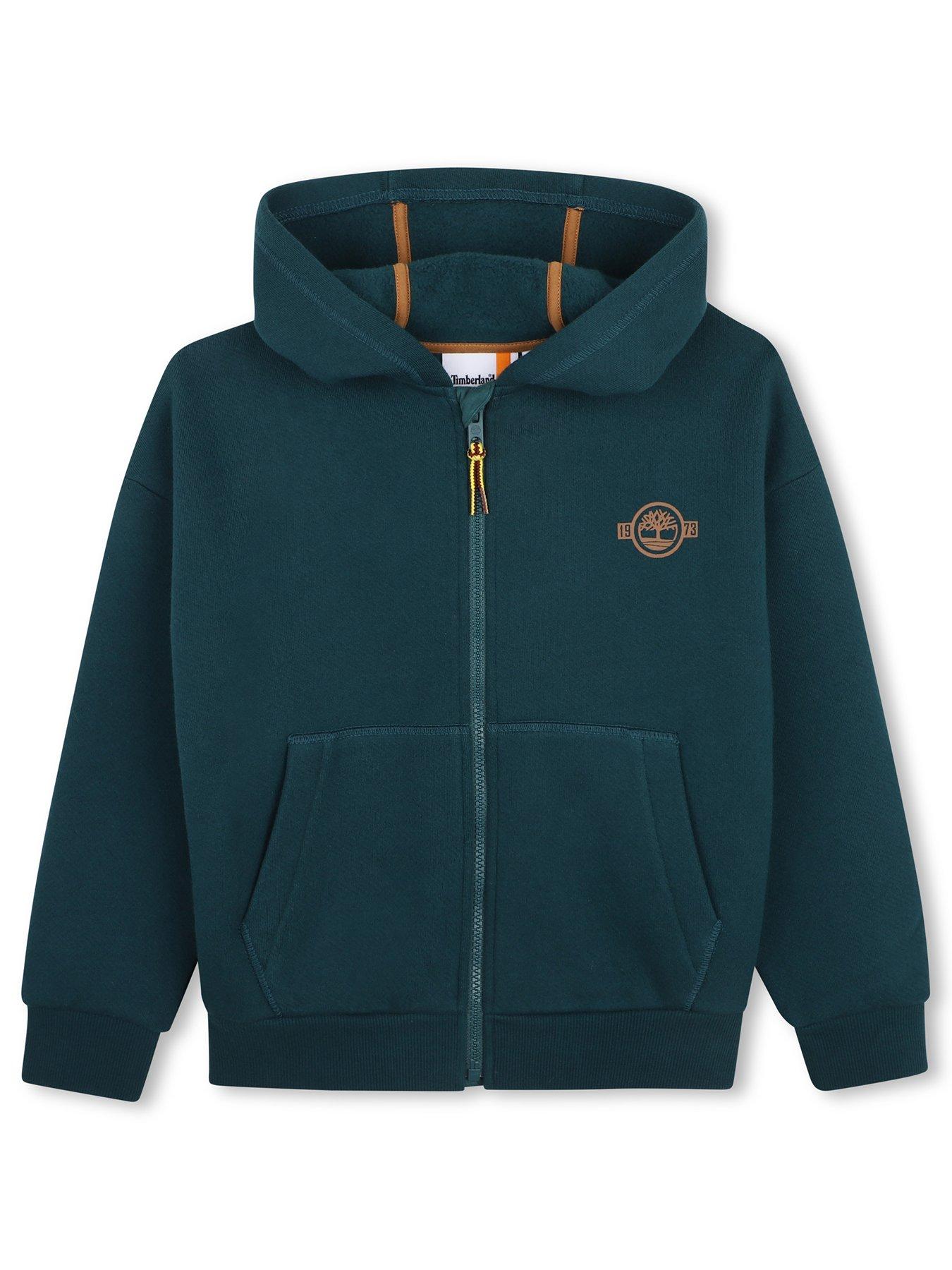Image 1 of 3 of Timberland Boys Zip Through Logo Hoodie - Green