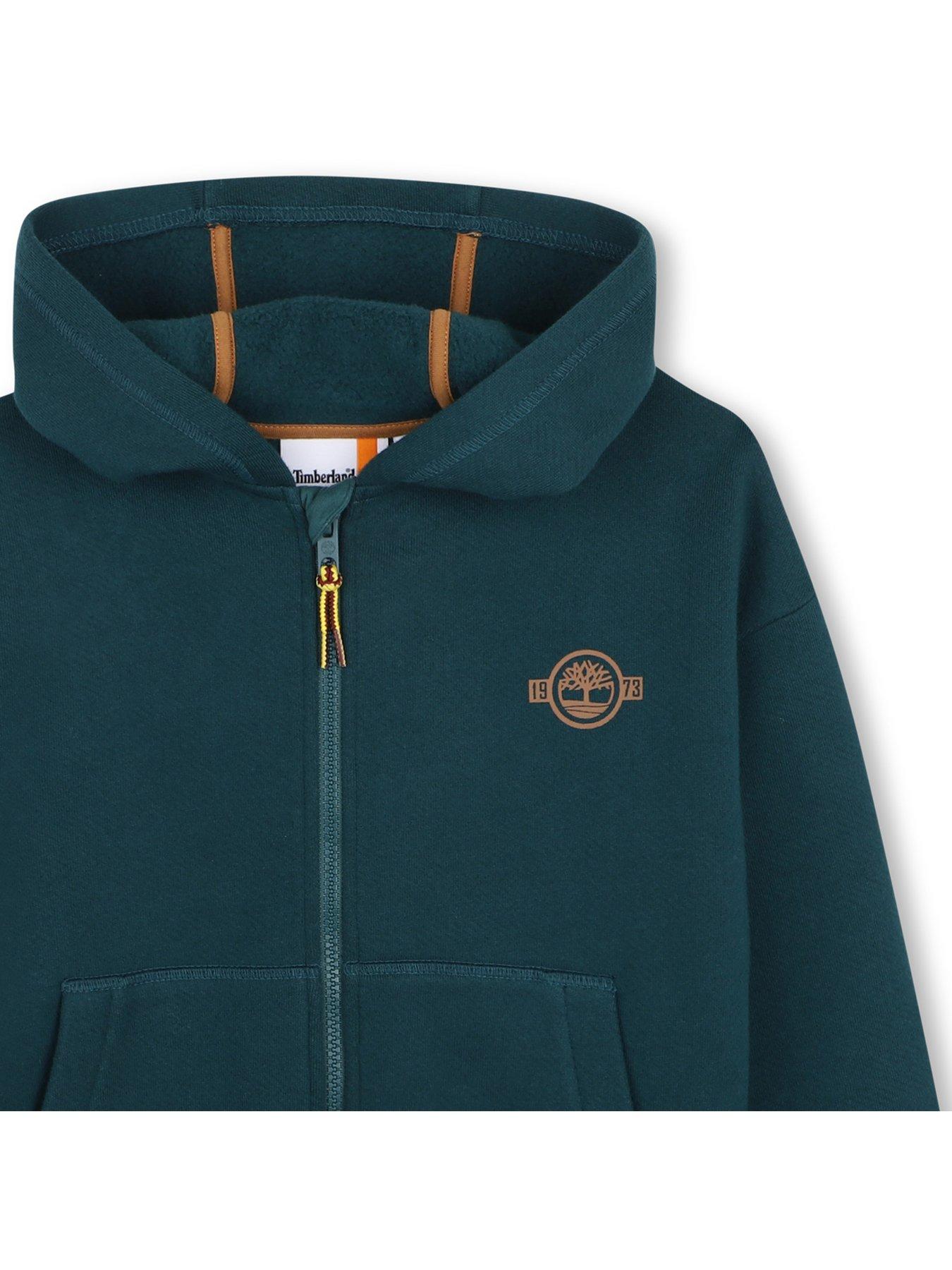 Image 3 of 3 of Timberland Boys Zip Through Logo Hoodie - Green