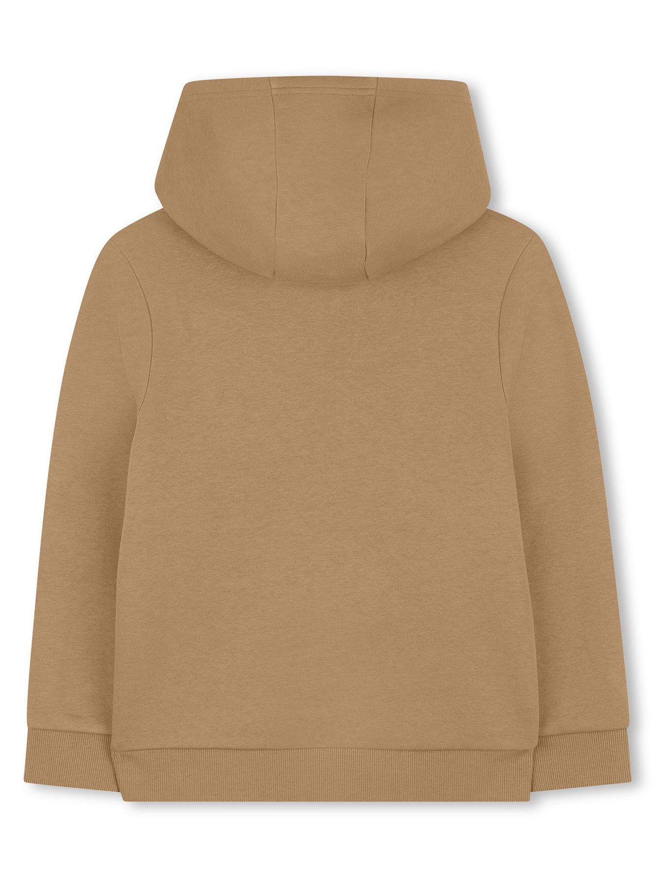 Image 2 of 3 of Timberland Boys Logo Print Cotton-Blend Hoodie - Beige
