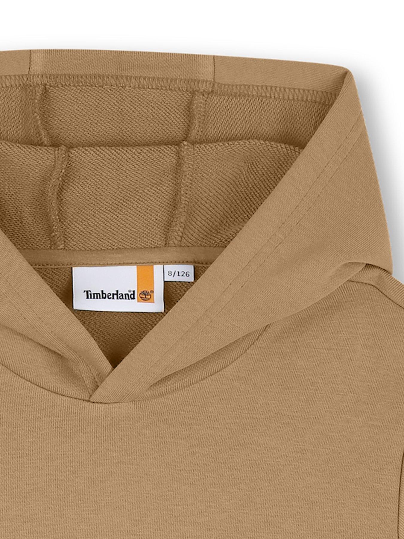 Image 3 of 3 of Timberland Boys Logo Print Cotton-Blend Hoodie - Beige