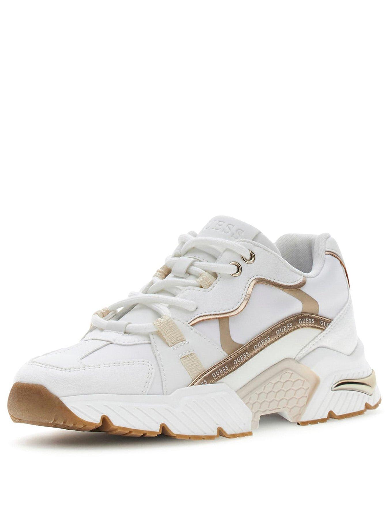 Image 2 of 4 of Guess Womens Chunky Sole Metallic Trim Lace-Up Trainers - Gold