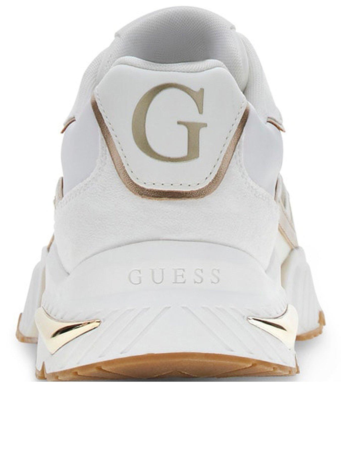 Image 3 of 4 of Guess Womens Chunky Sole Metallic Trim Lace-Up Trainers - Gold
