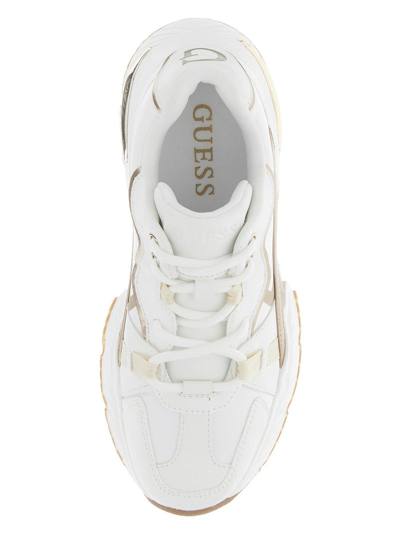 Image 4 of 4 of Guess Womens Chunky Sole Metallic Trim Lace-Up Trainers - Gold