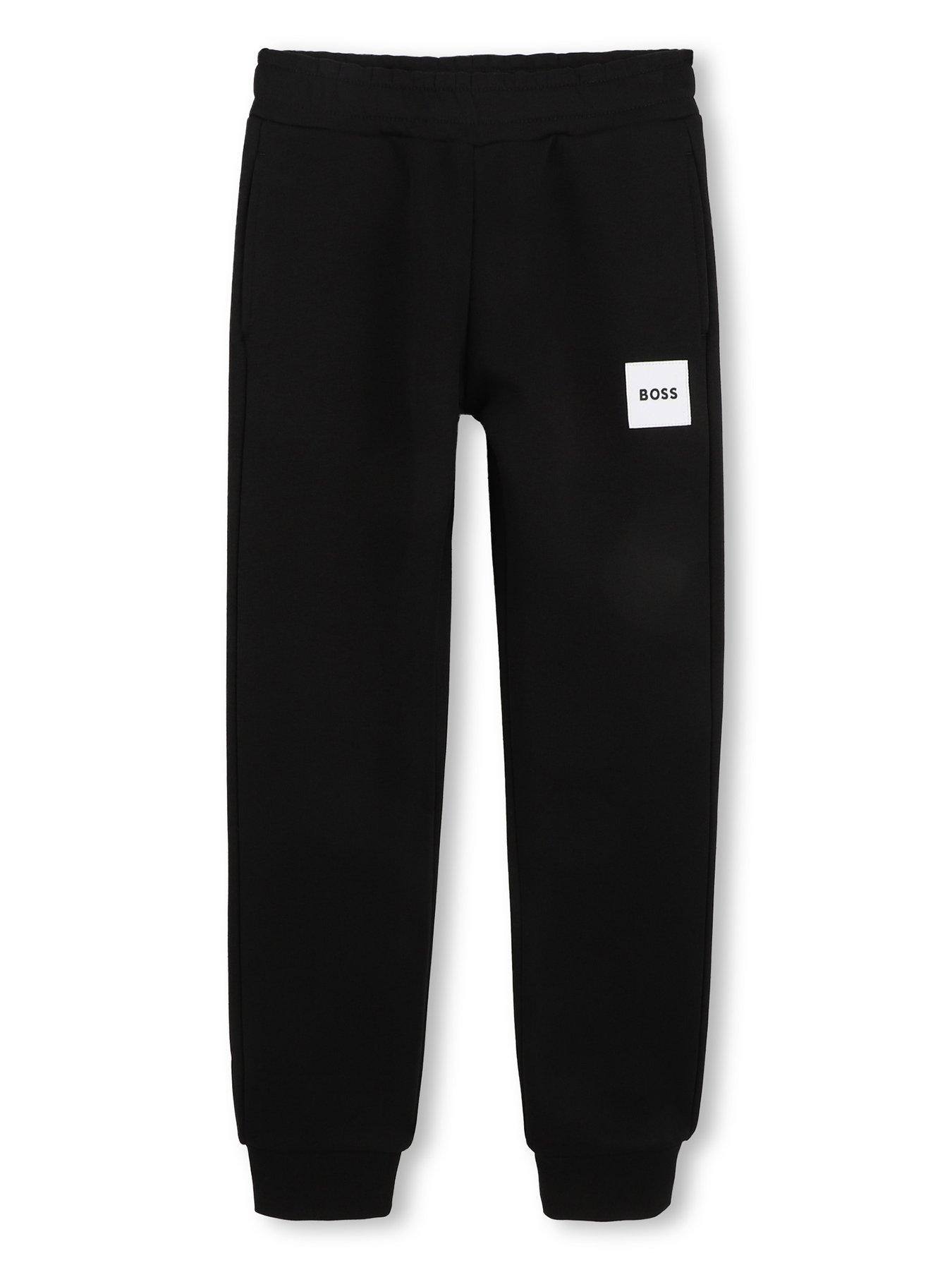 Image 1 of 3 of BOSS Boys Woven Label Jogging Bottoms - Black