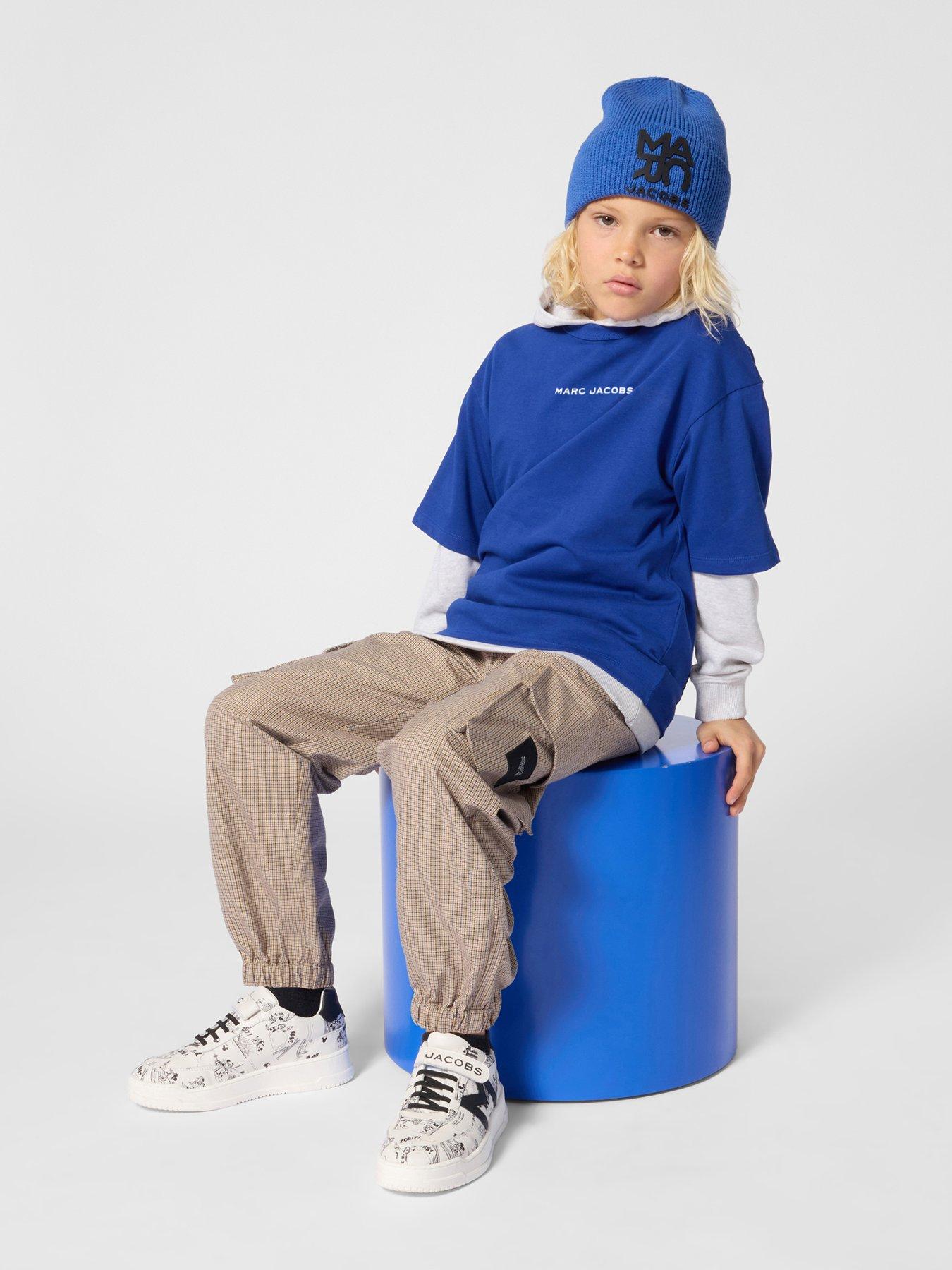 Image 1 of 6 of MARC JACOBS Boys Popcorn Back Print Crew Neck T-Shirt - Blue