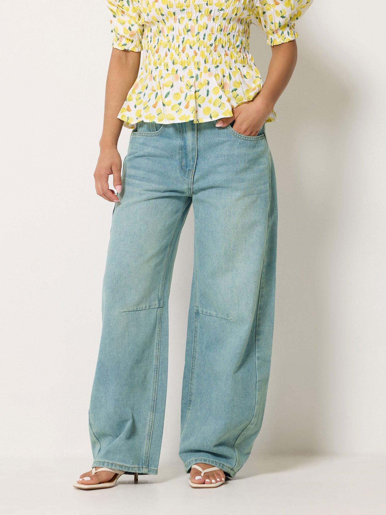 PixieGirl Petite Barrel Balloon Jeans - Blue