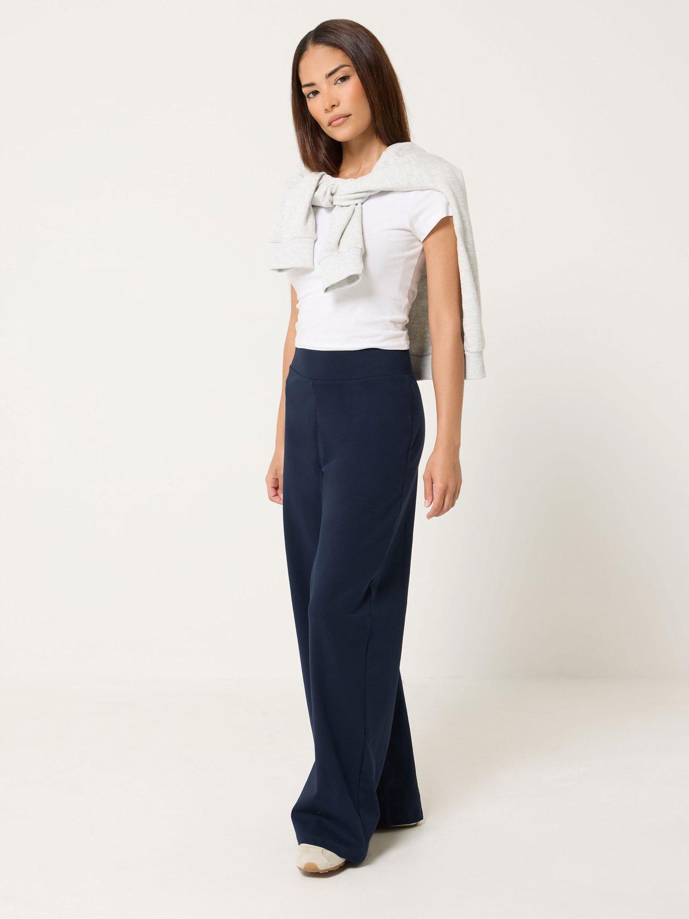 Image 3 of 4 of PixieGirl Petite Wide Leg Yoga Pants - Blue