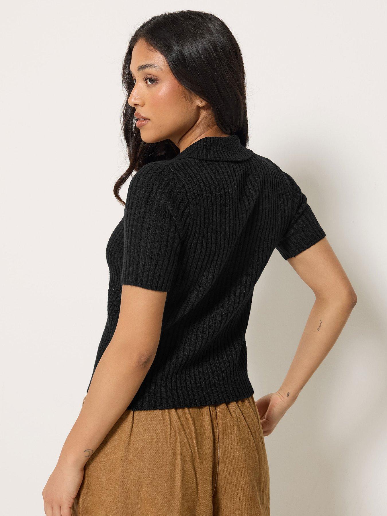 Image 2 of 4 of PixieGirl Petite Zip Collar Cardigan Jacket - Black