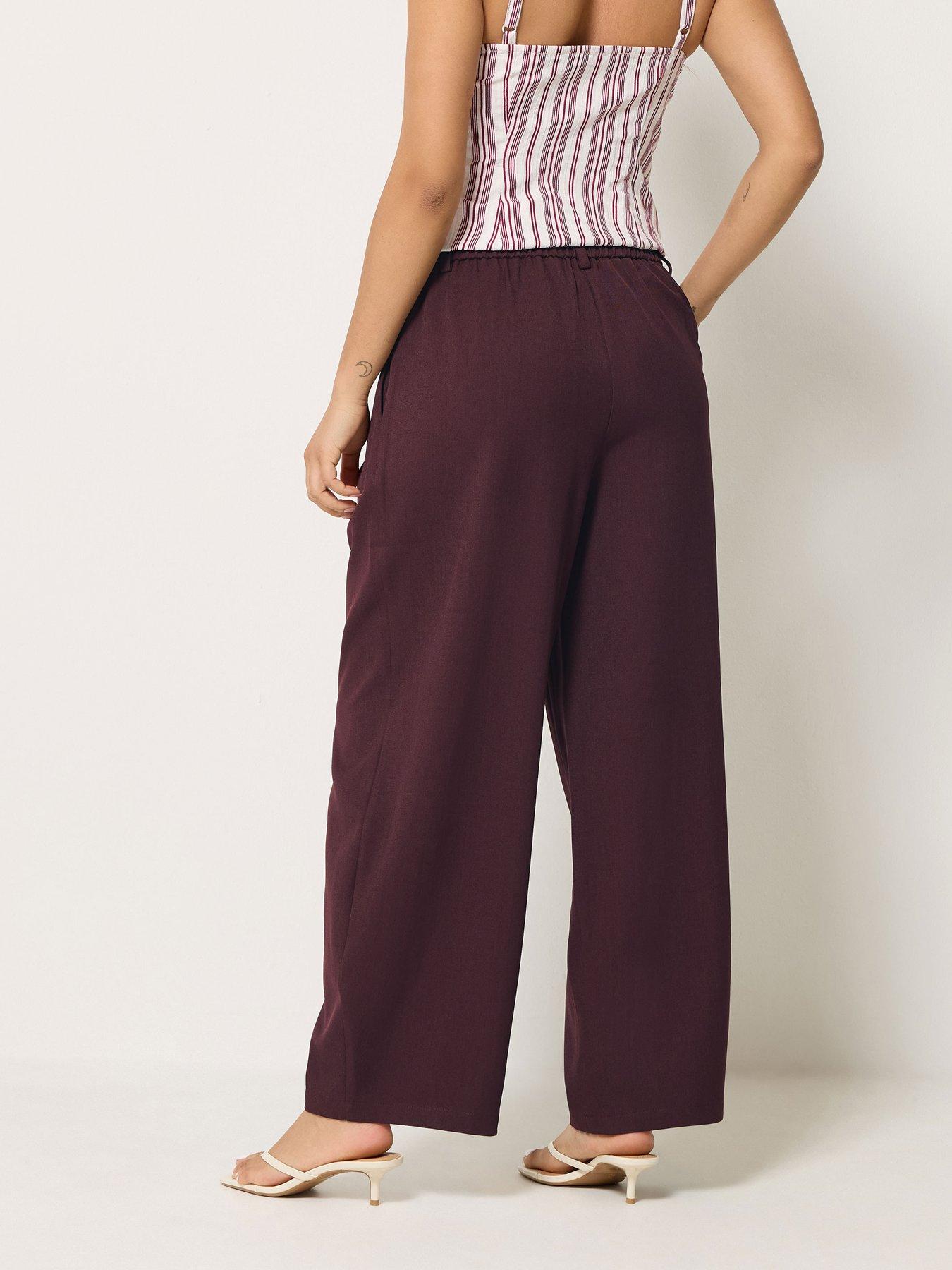 Image 2 of 4 of PixieGirl Petite Barrel Leg Trousers - Red