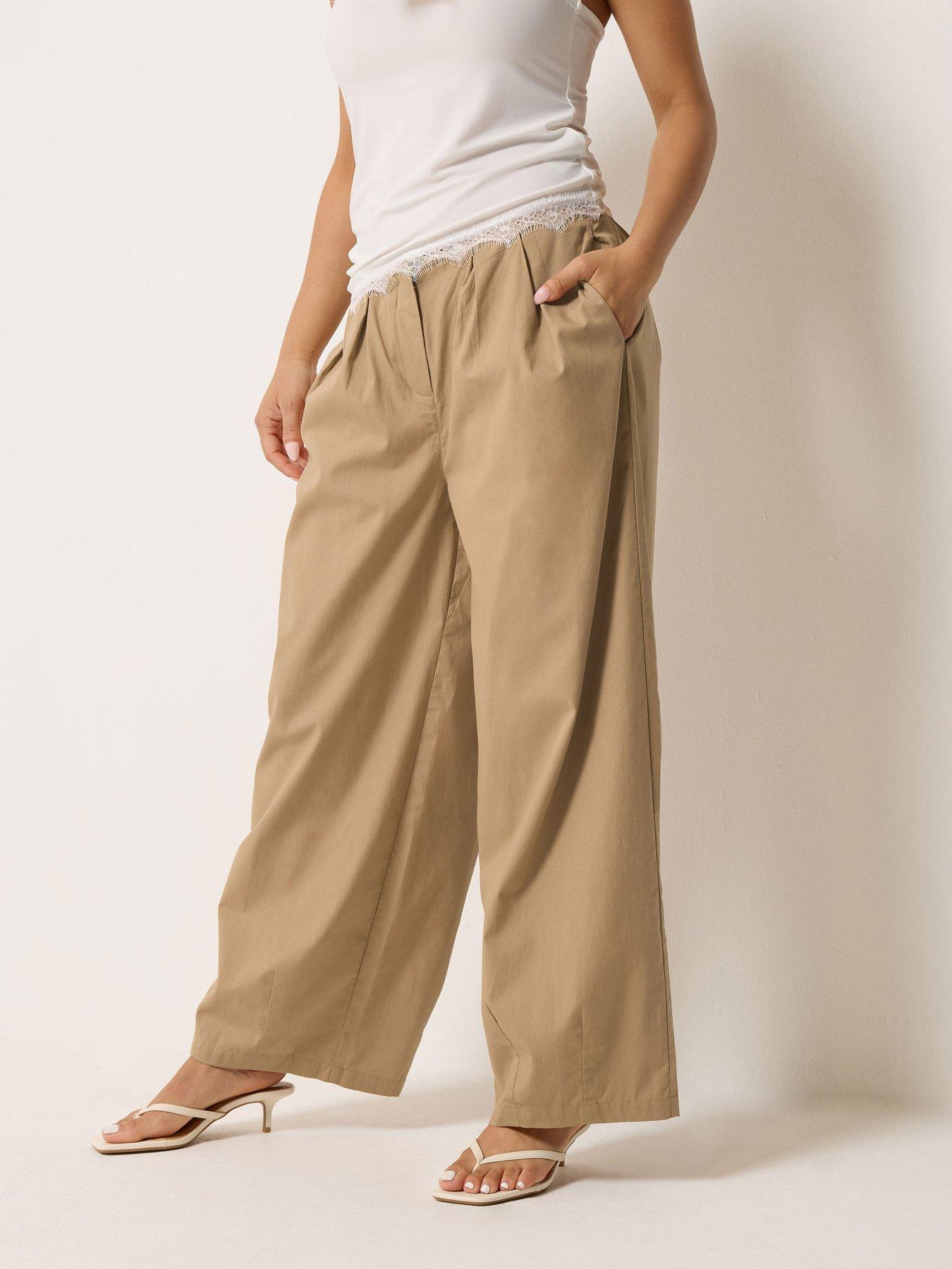 PixieGirl Petite Pleat Waist Balloon Trousers - Brown