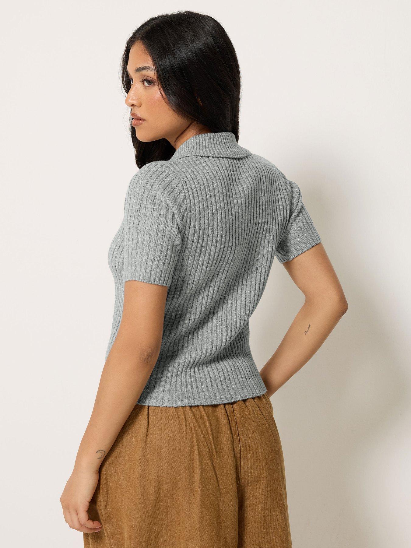 Image 2 of 4 of PixieGirl Petite Zip Collar Cardigan Jacket - Grey
