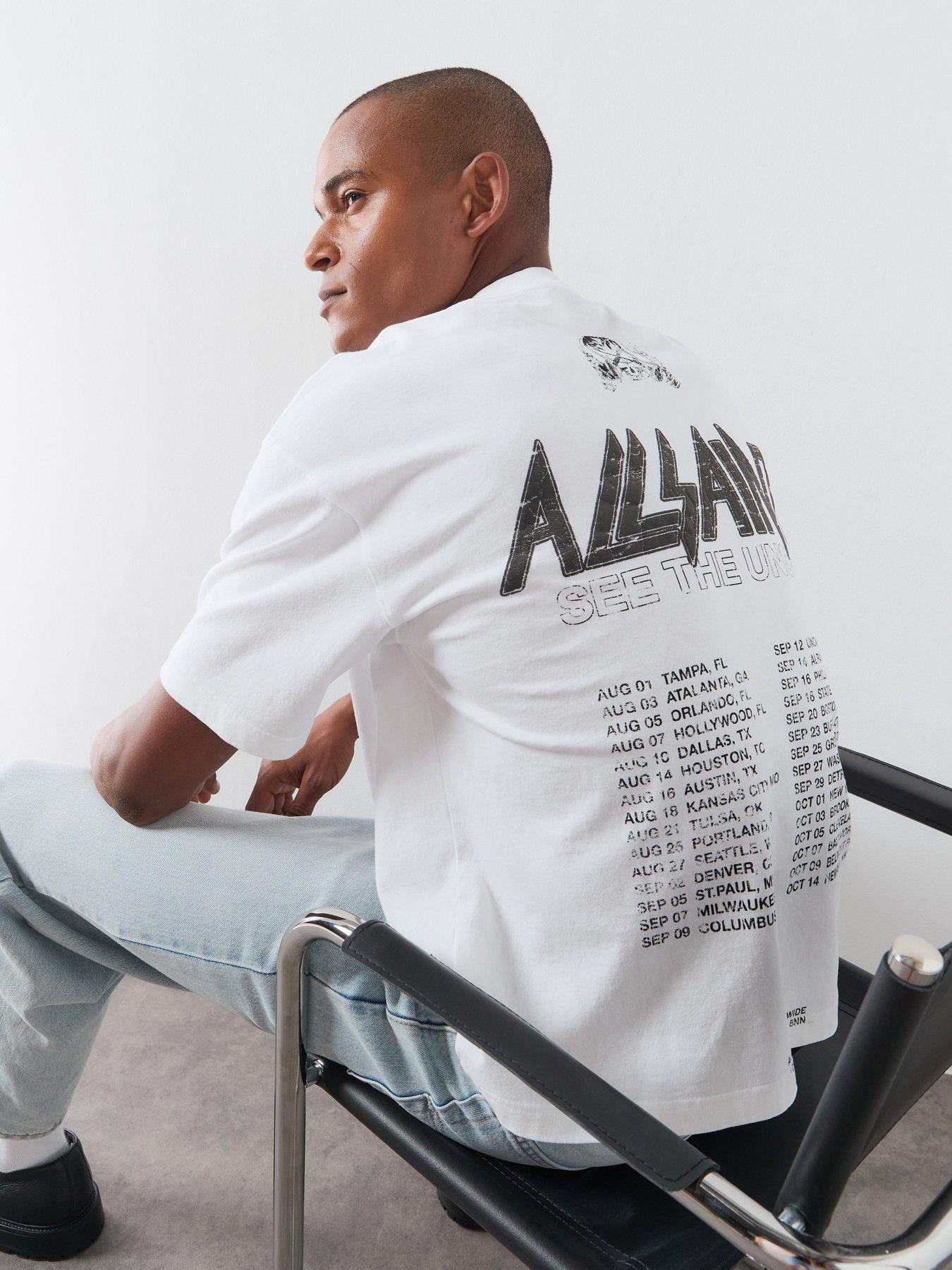AllSaints Chromium Short Sleeve Graphic T-Shirt - Ashen White