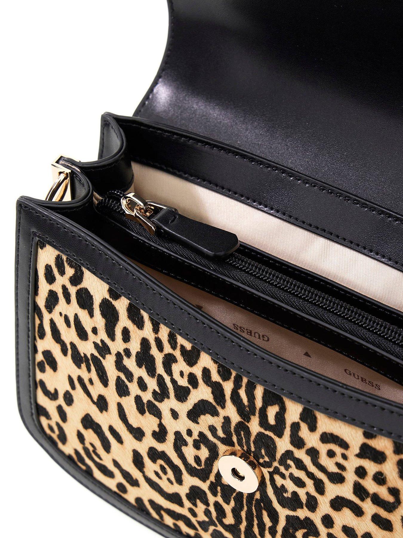 Image 3 of 5 of Guess Audrey Convertible Crossbody Flap - Leopard Print