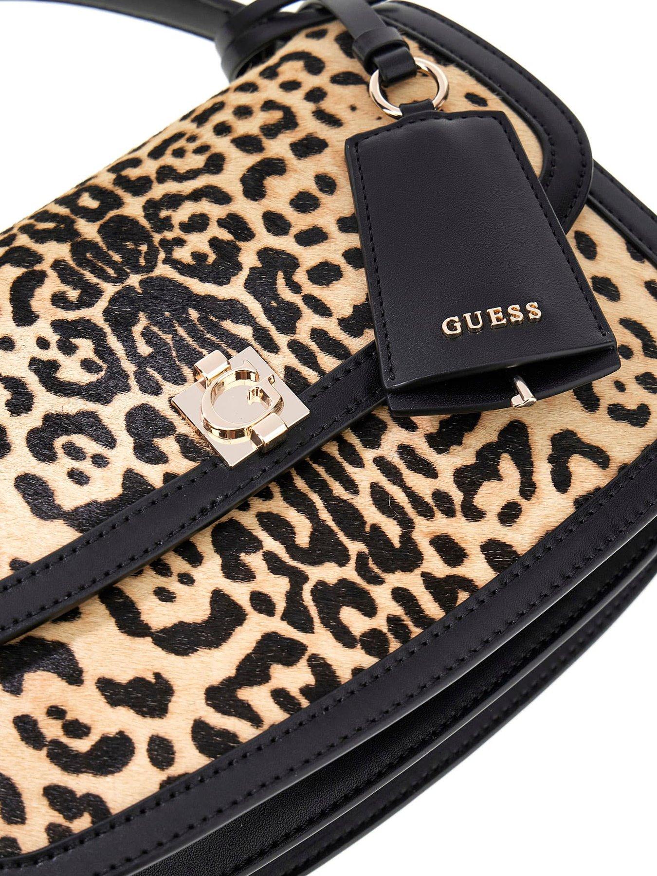 Image 5 of 5 of Guess Audrey Convertible Crossbody Flap - Leopard Print
