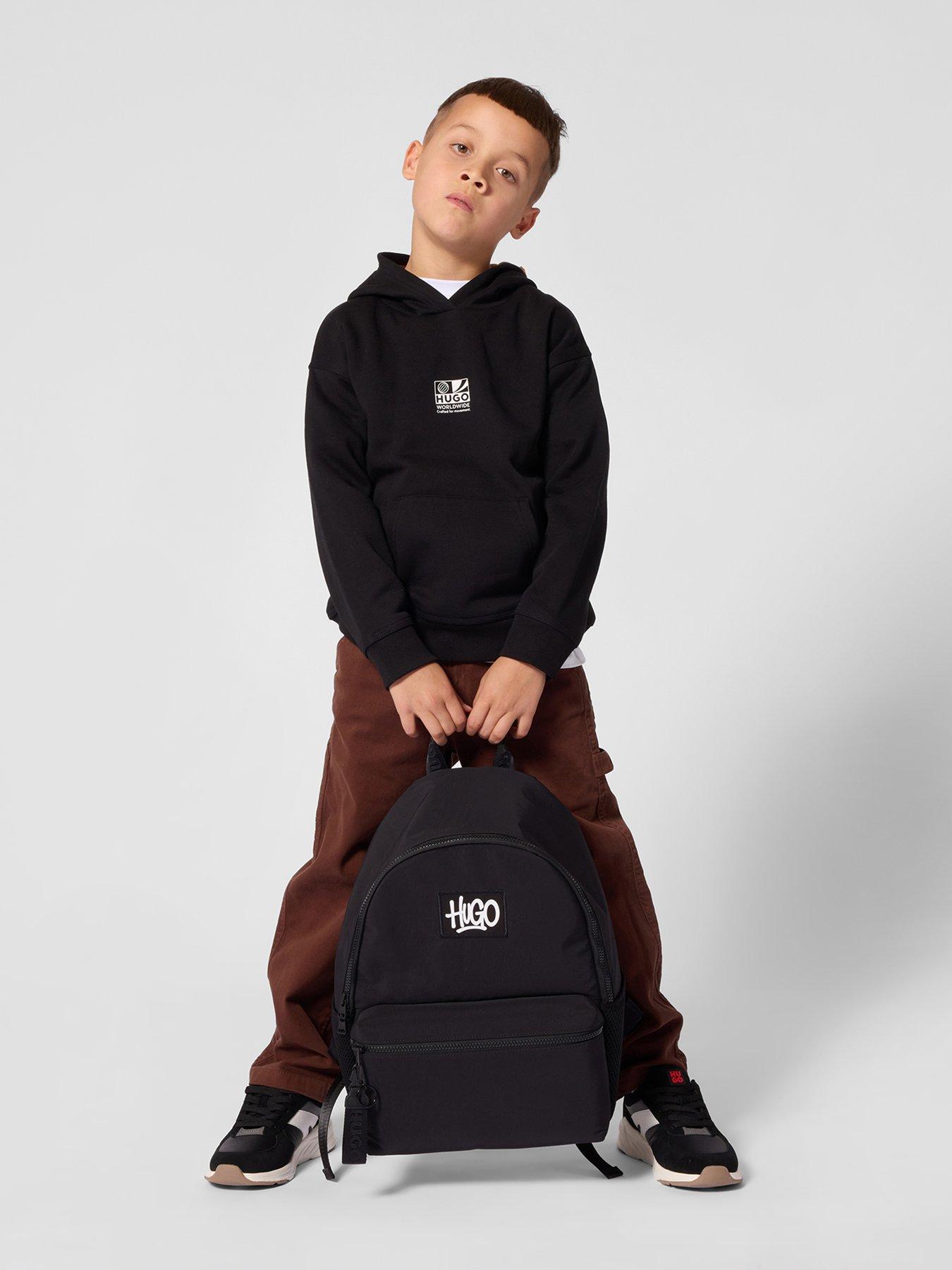 Image 1 of 5 of HUGO Boys Back Graphic Regular Fit Hoodie - Black