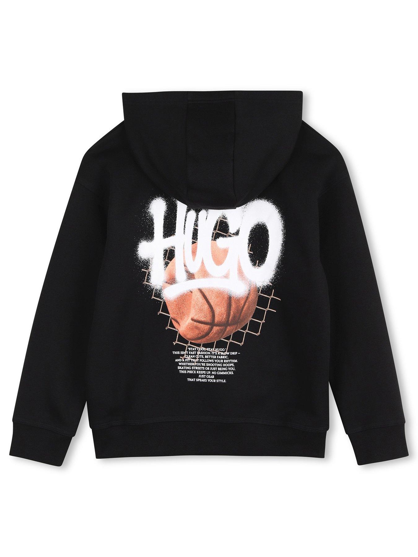 Image 3 of 5 of HUGO Boys Back Graphic Regular Fit Hoodie - Black