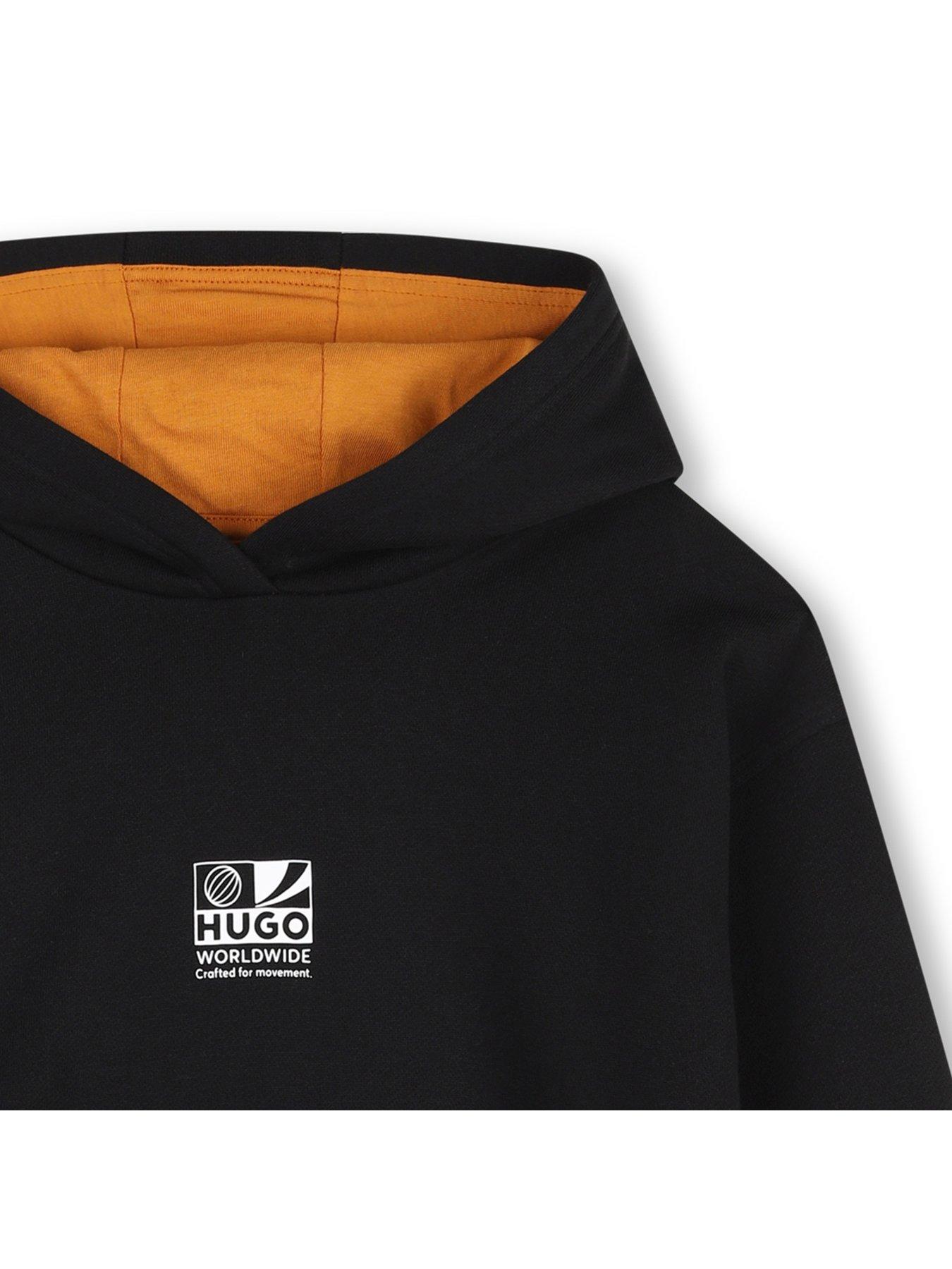Image 4 of 5 of HUGO Boys Back Graphic Regular Fit Hoodie - Black