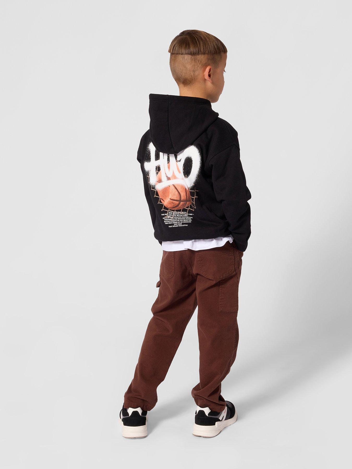 Image 5 of 5 of HUGO Boys Back Graphic Regular Fit Hoodie - Black
