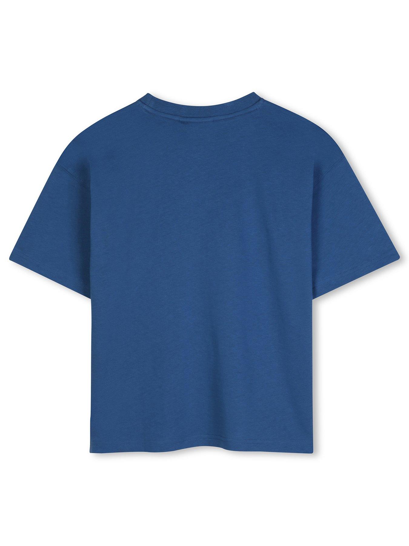 Image 2 of 3 of HUGO Boys Tonal Logo Soft Cotton Short Sleeve T-Shirt - Blue