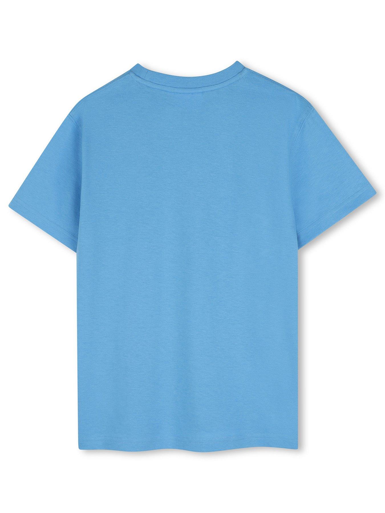 Image 2 of 3 of HUGO Boys Spaced Logo Soft Cotton T-Shirt - Blue