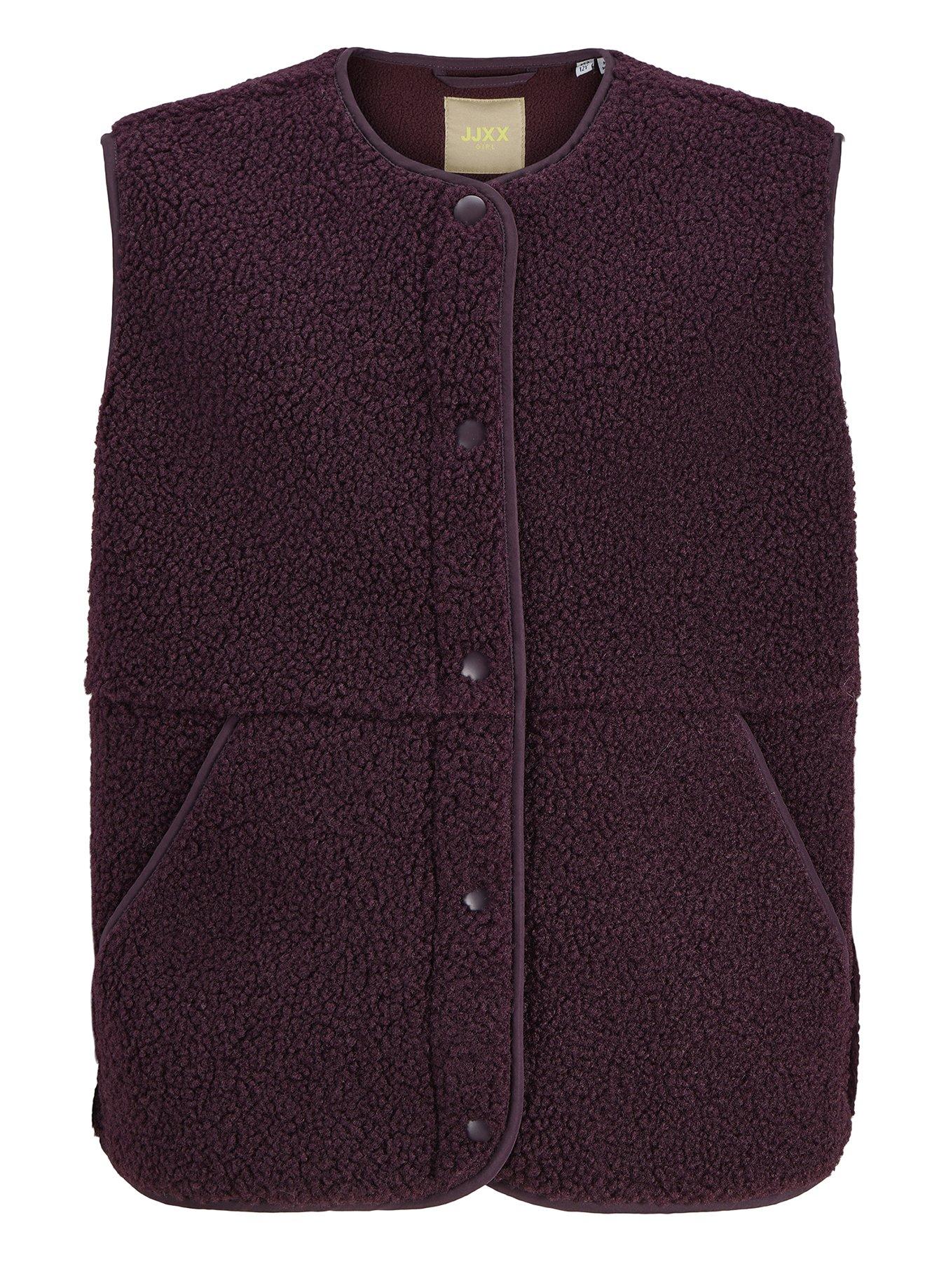 Image 2 of 6 of JJXX Girl Girls Vera Teddy Fleece Gilet - Dark Red