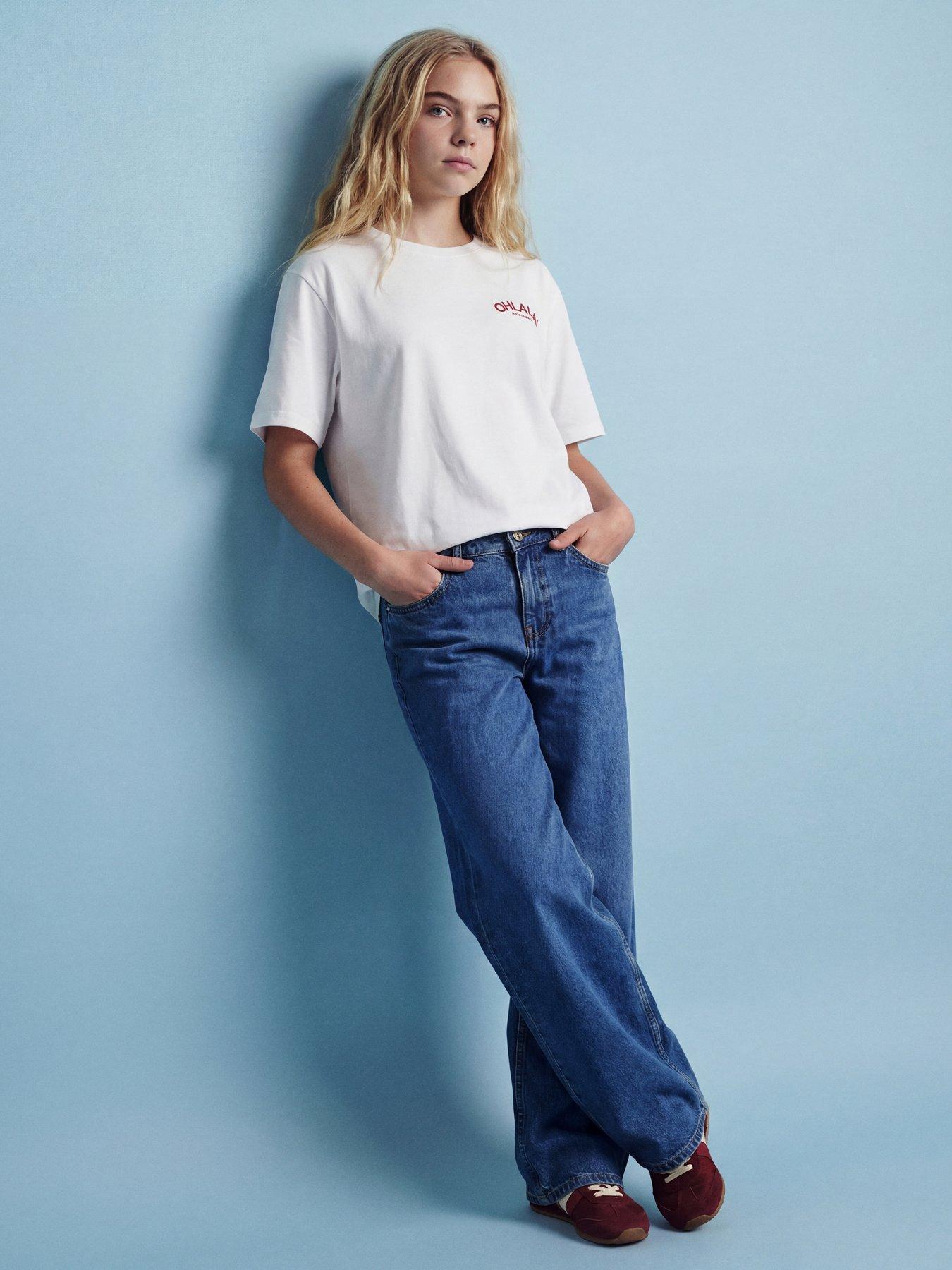 JJXX Girl Girls Tokyo Mt6002 Wide Leg Jeans - Blue