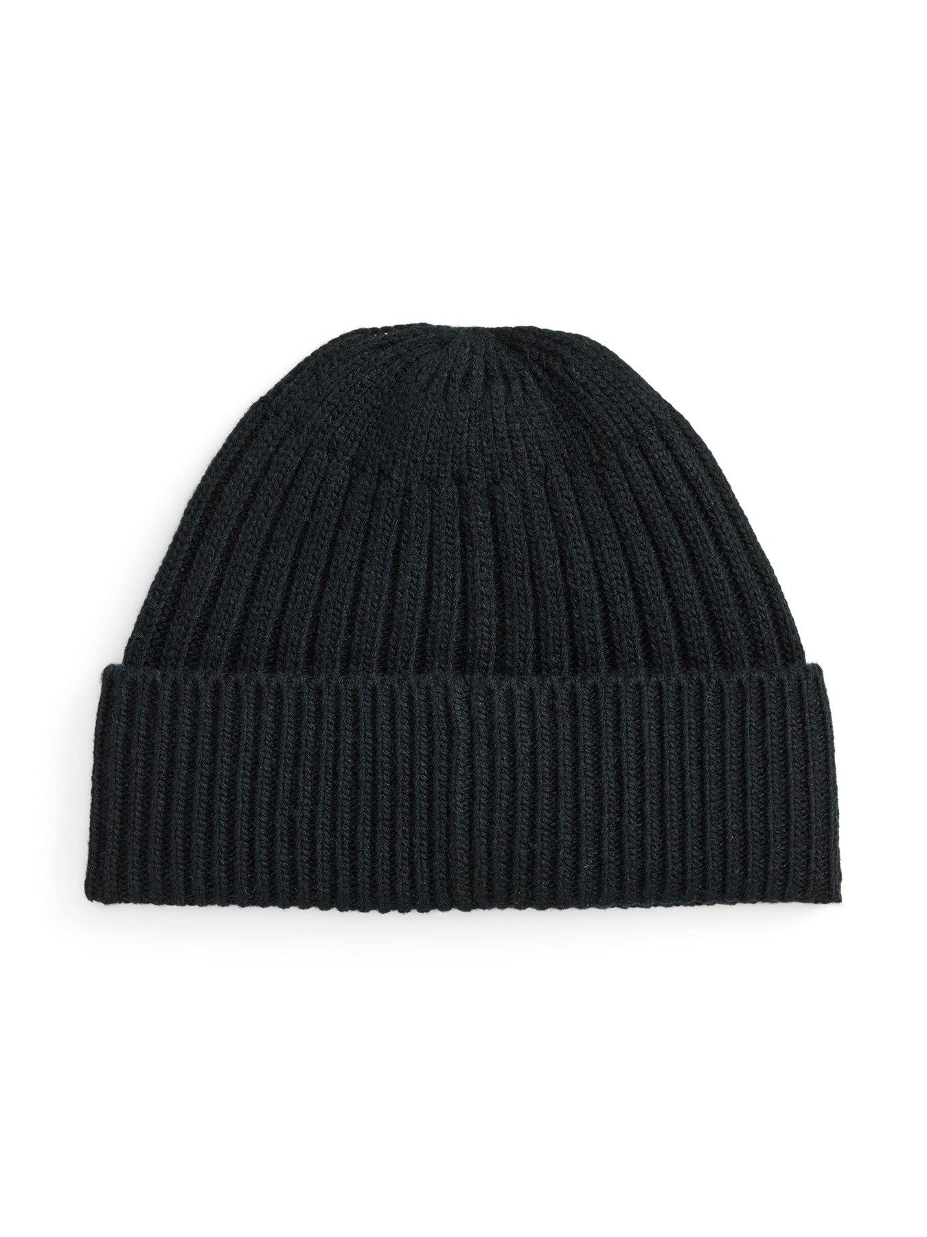 Image 2 of 2 of Polo Ralph Lauren Mens Polo Bear Rib-Knit Turn-Up Beanie Hat - Black