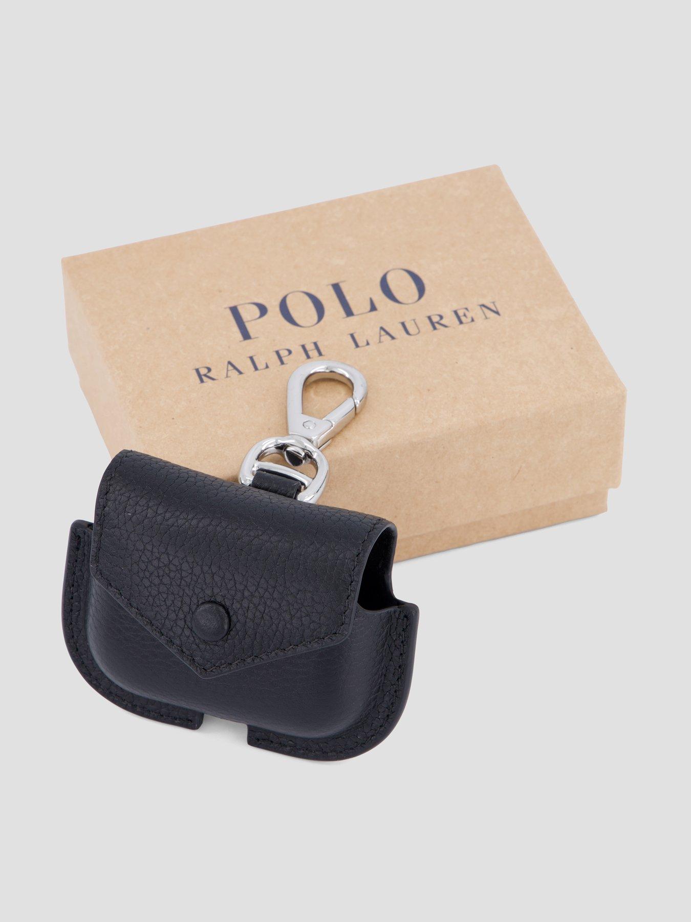 Image 4 of 5 of Polo Ralph Lauren Mens Clip-On Popper-Front AirPods Case - Black