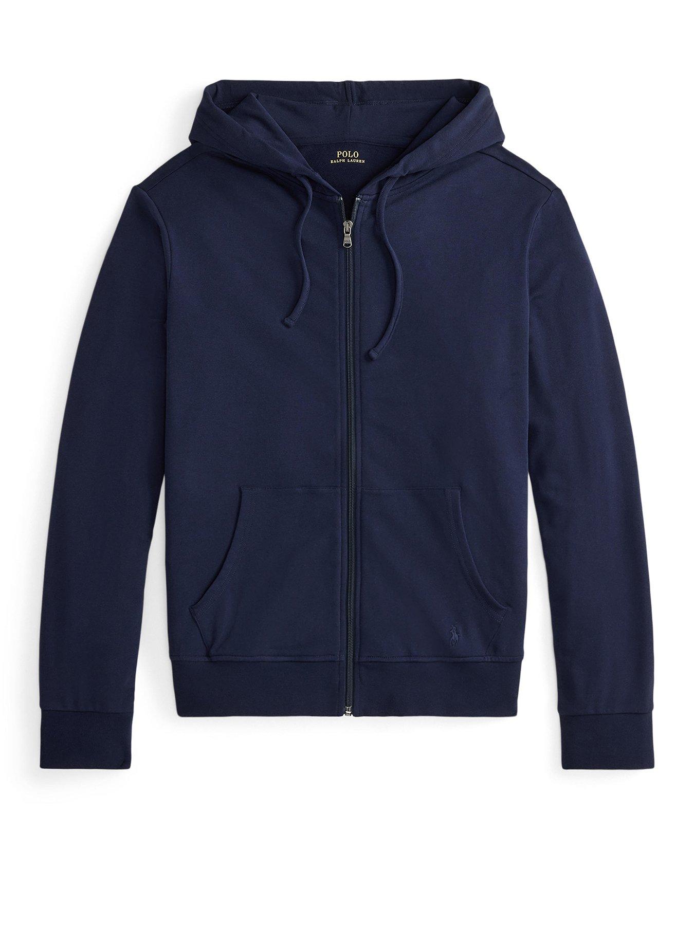 Image 2 of 2 of Polo Ralph Lauren Polo Ralph Lauren French Terry Zip Loungewear Hoodie - Navy