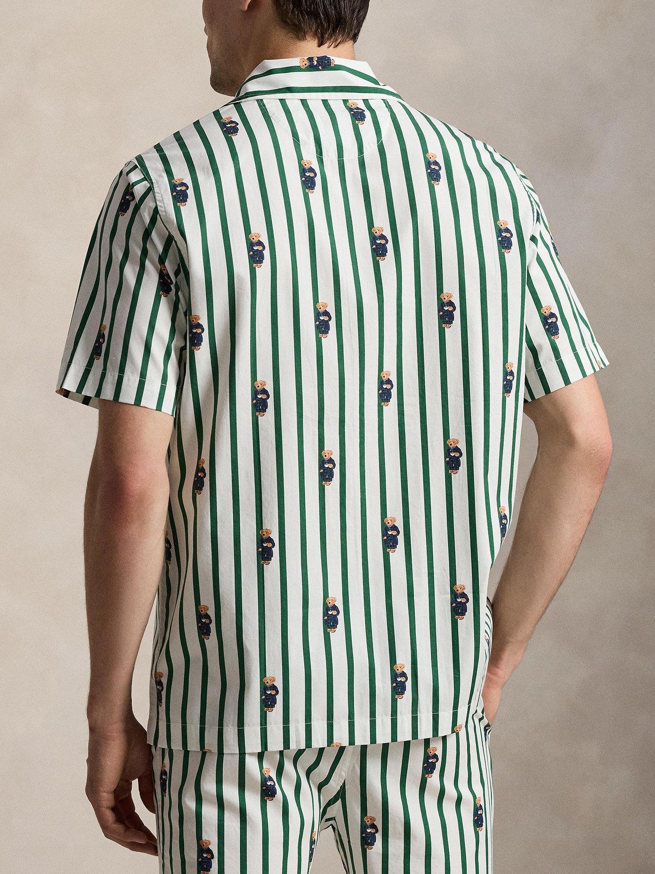 Image 3 of 4 of Polo Ralph Lauren Polo Ralph Lauren All Over Bear Print Woven Pyjama Top - Green