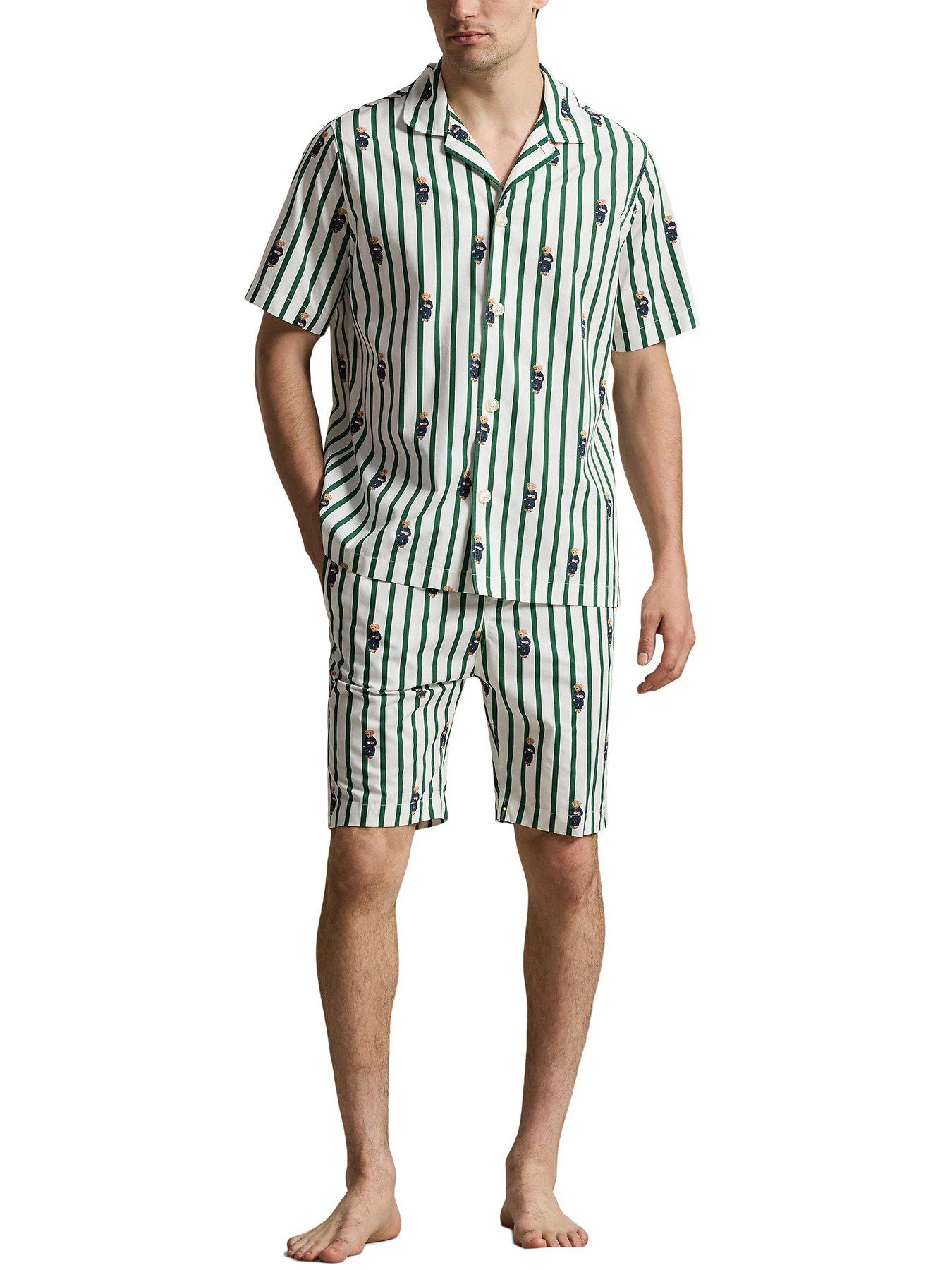 Image 4 of 4 of Polo Ralph Lauren Polo Ralph Lauren All Over Bear Print Woven Pyjama Top - Green