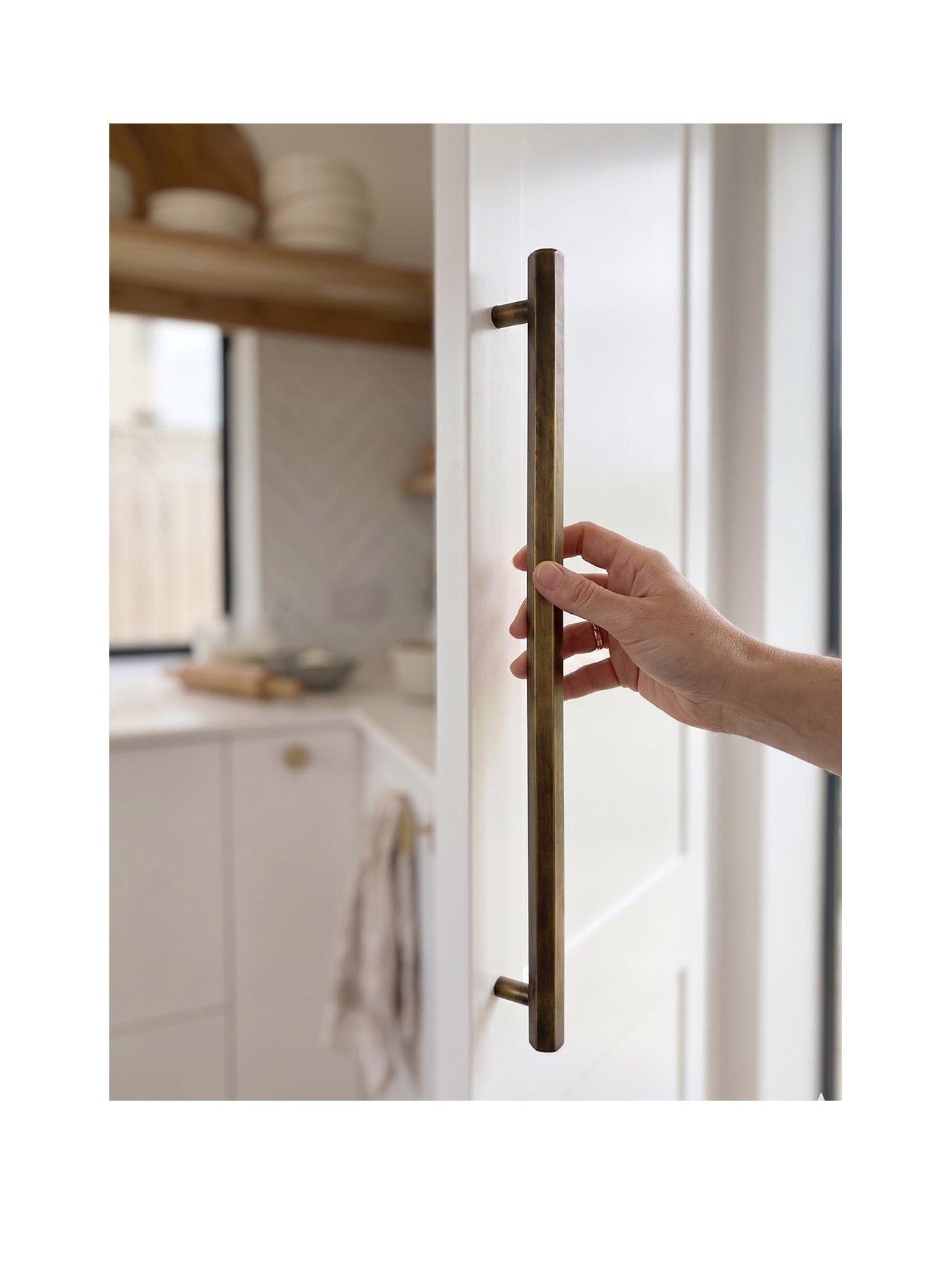 Pushka Home Brass Bar Handle - Antique Gold - Hole Centre 384mm - Hexagonal