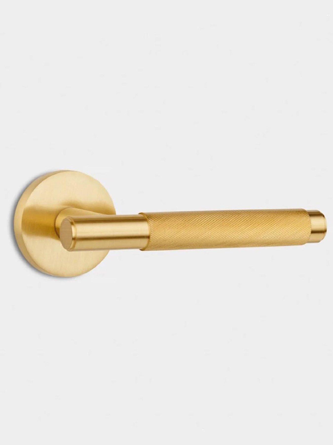 Image 5 of 5 of Pushka Home Brass Door Lever Handle - Gold - Knurled