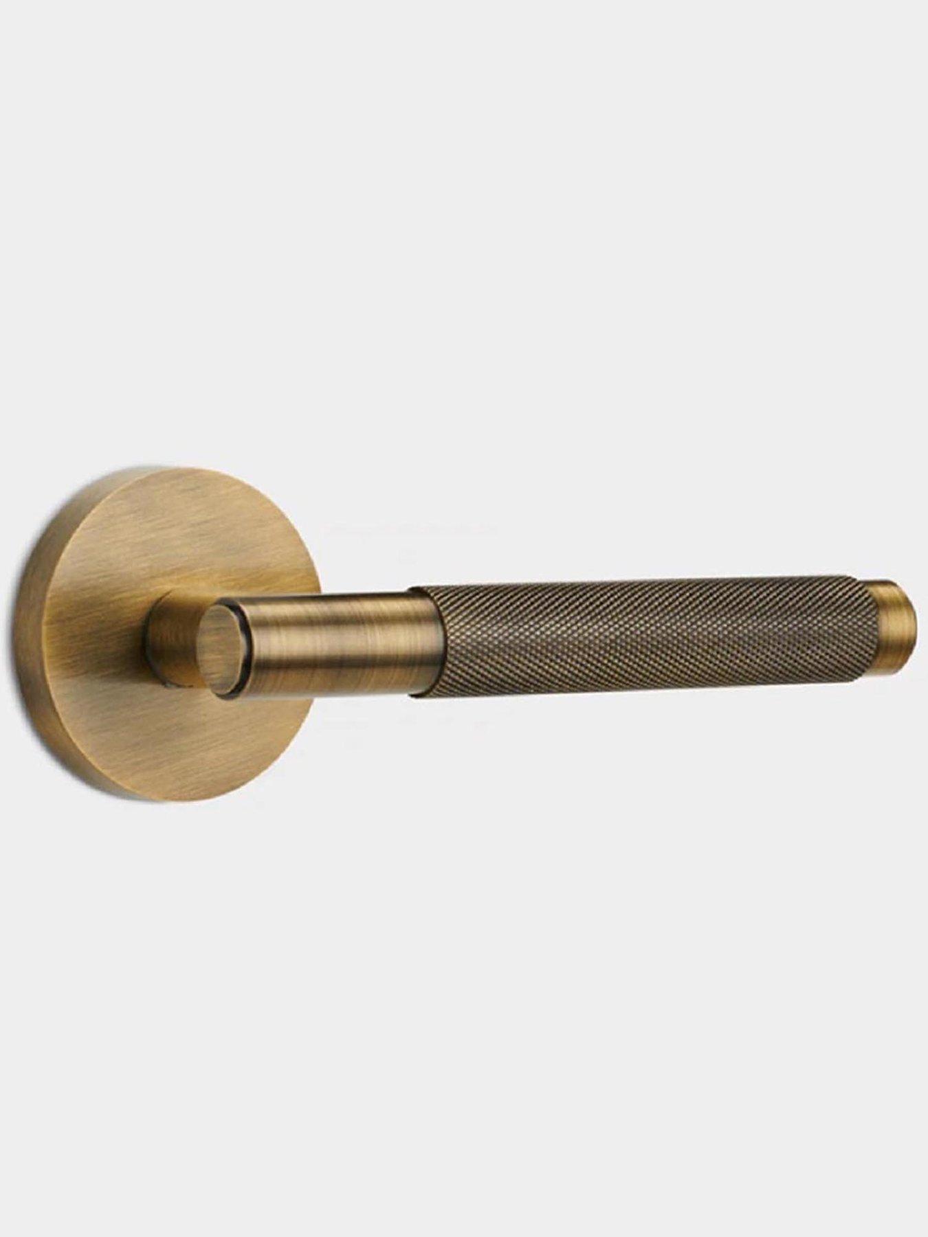 Image 5 of 5 of Pushka Home Brass Door Lever Handle - Antique Gold - Knurled