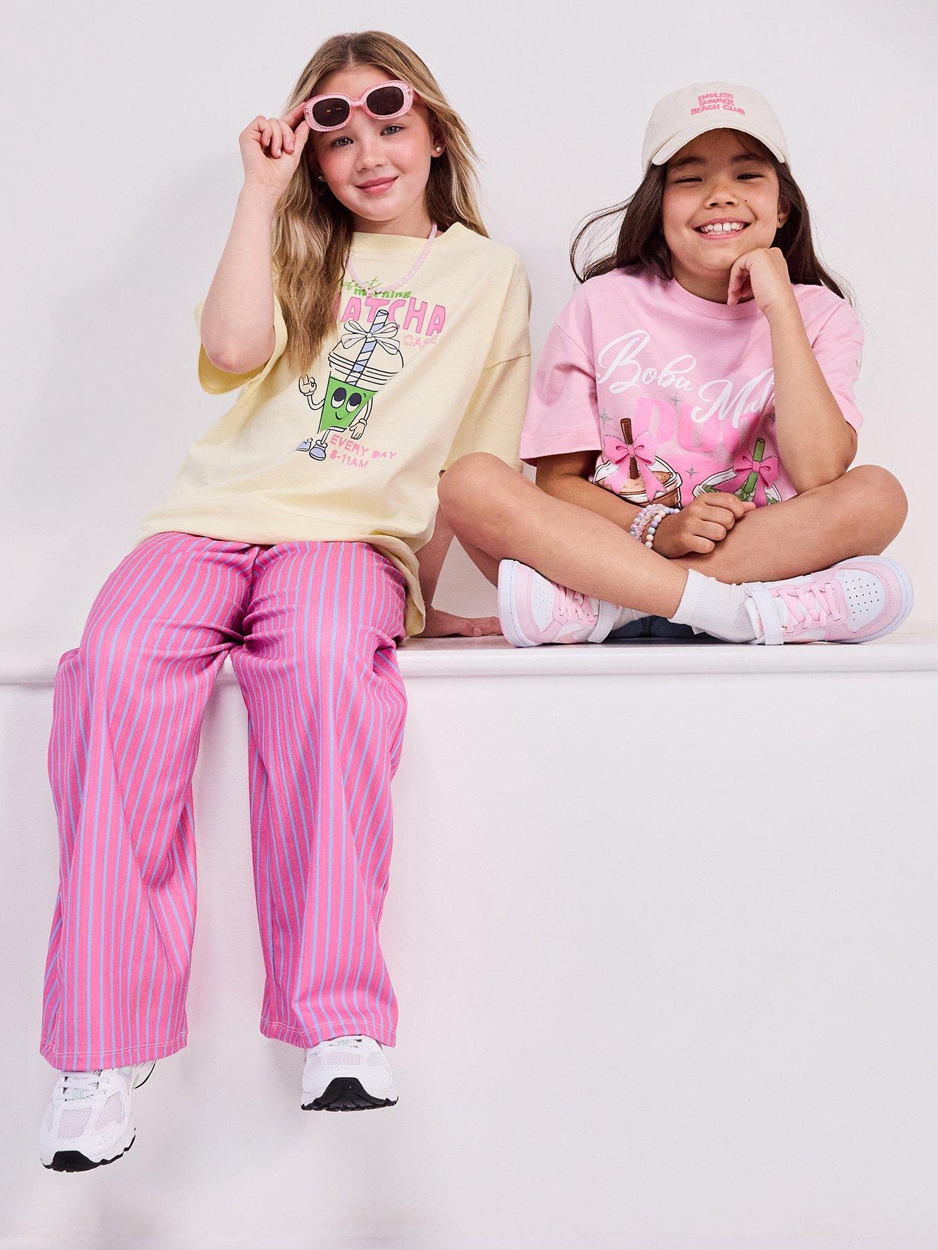 The Very Collection Girls Matcha Slogan T-Shirt And Trousers Set (5 - 14 Years) - Yellow