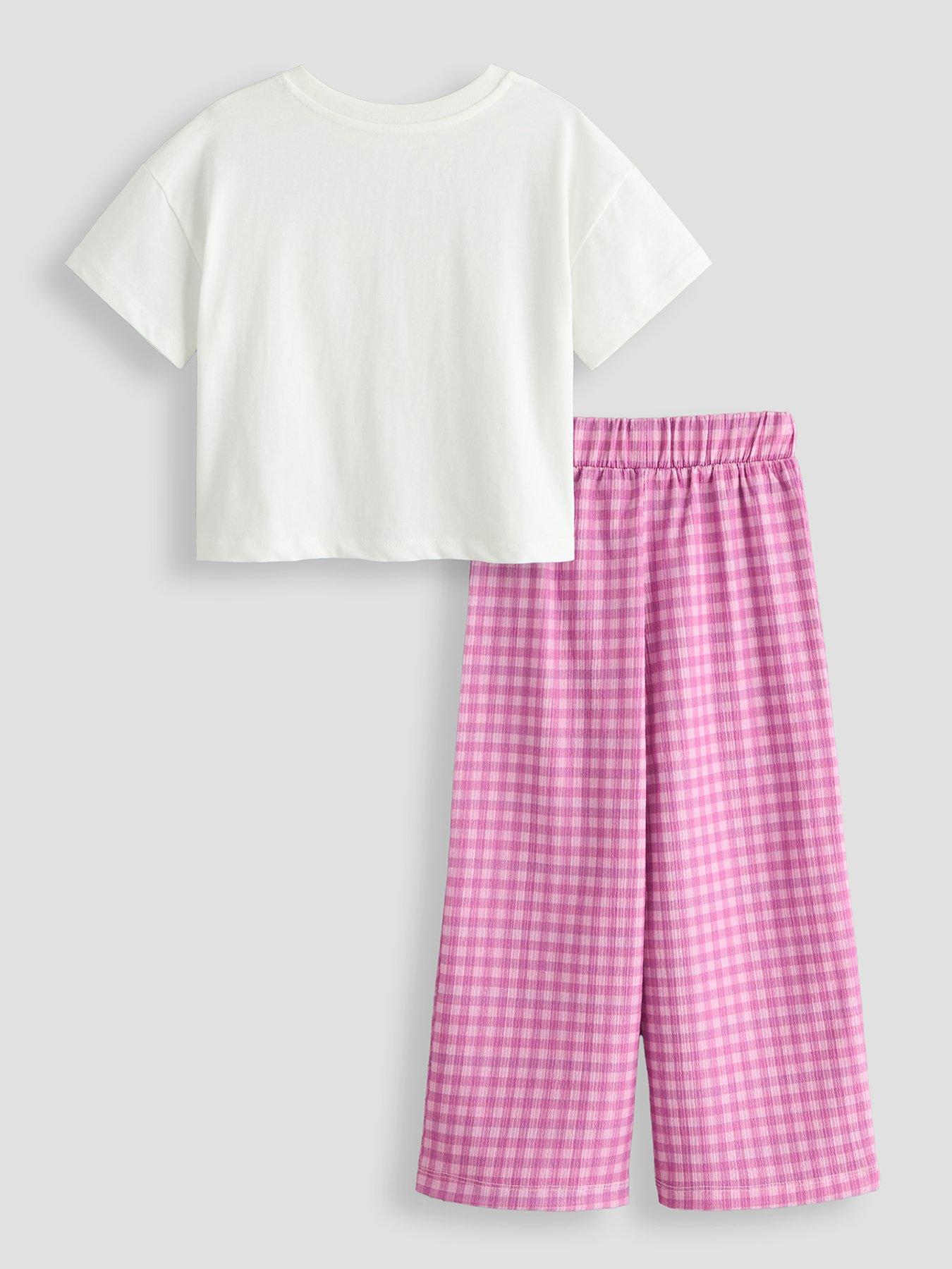 Image 2 of 4 of The Very Collection Girls K-pop Graphic T-shirt And Gingham Trouser Set - Multi