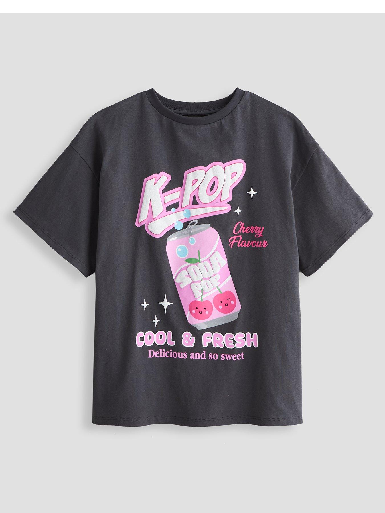 The Very Collection Girls Soda Pop Slogan Graphic T-shirt - Dark Grey