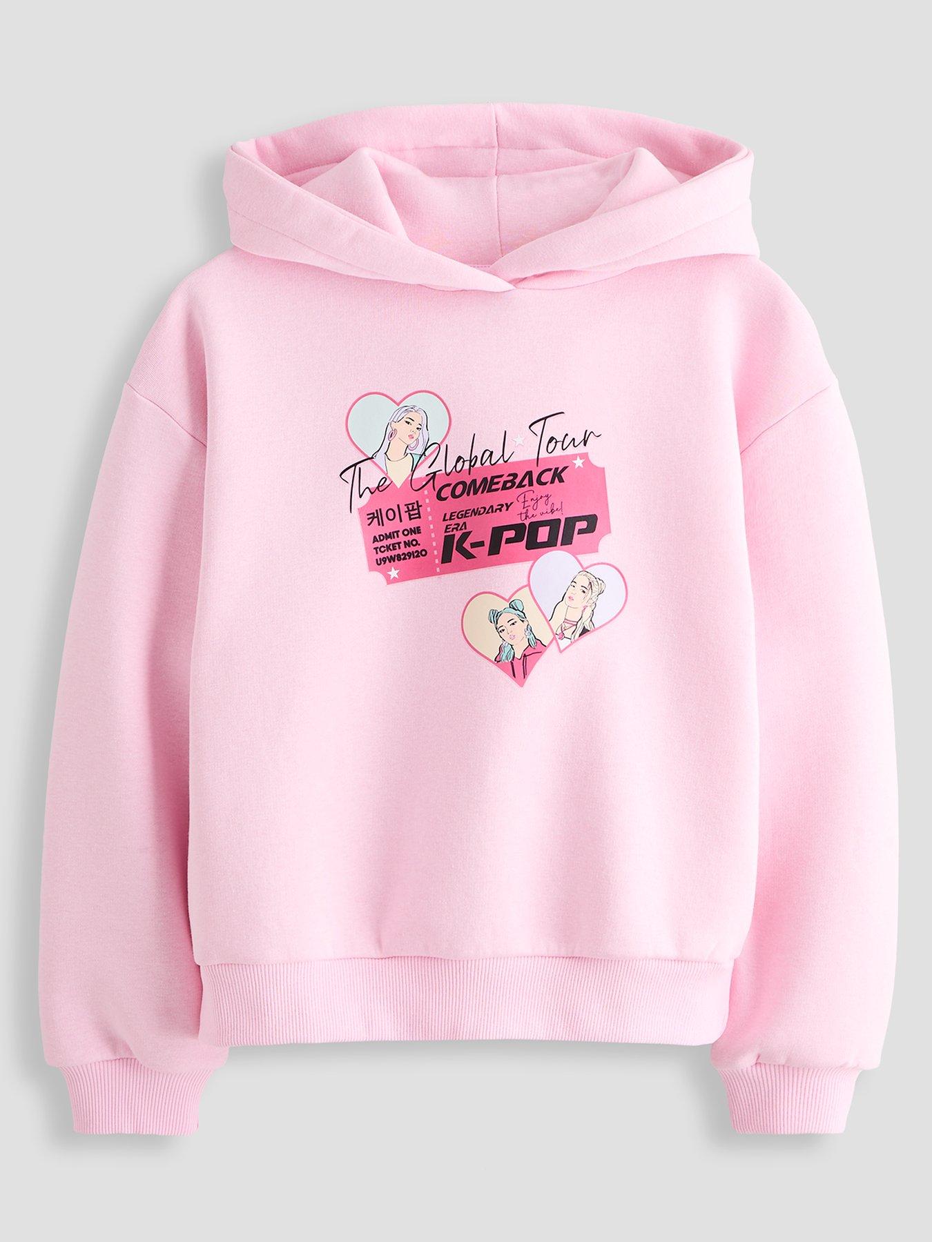 The Very Collection Girls K-Pop Graphic Hoodie - Pink