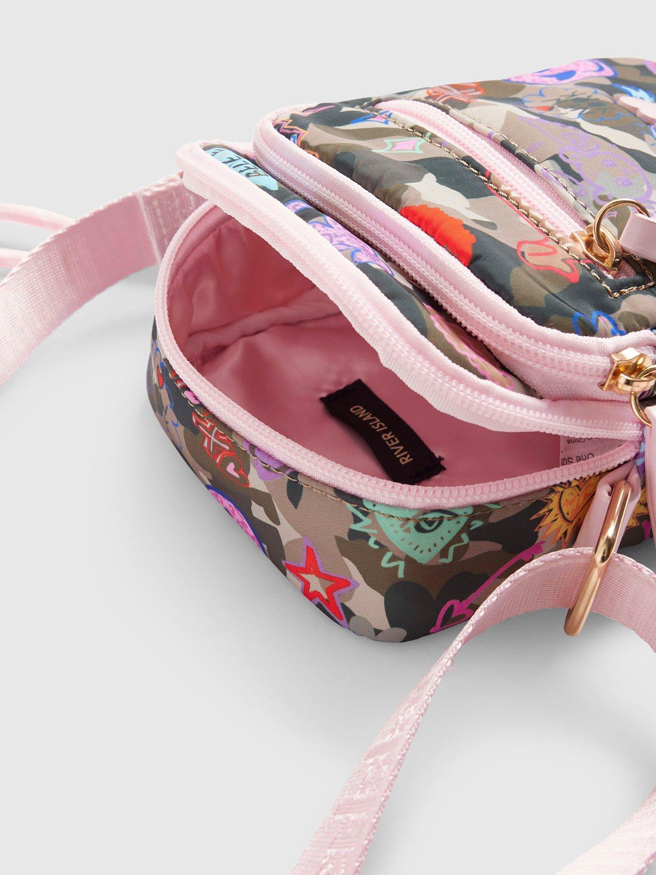 Image 3 of 4 of River Island Girls Camouflage Print Crossbody Bag - Green