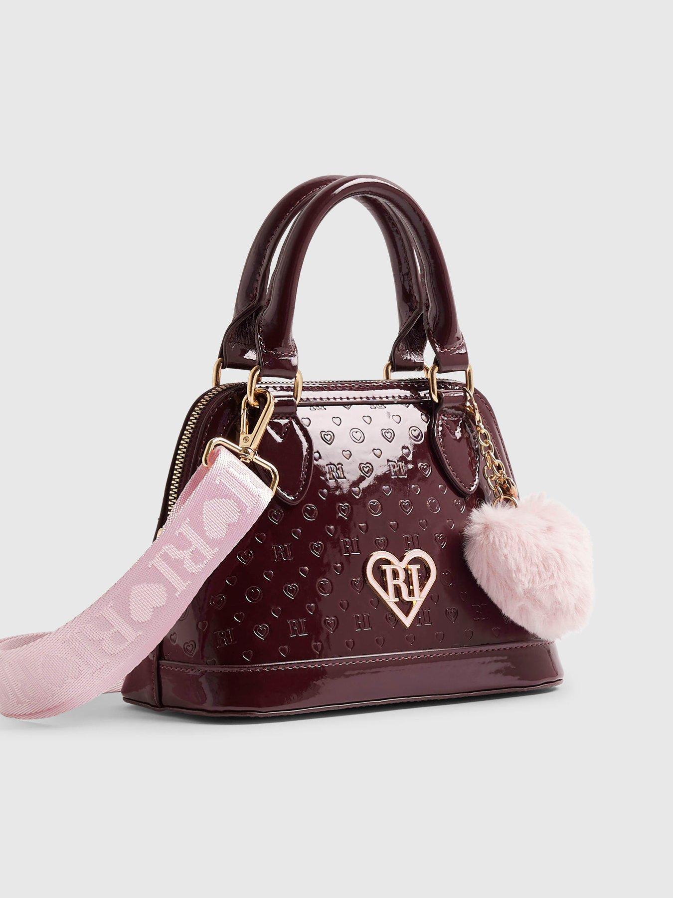Image 2 of 5 of River Island Girls Monogram Crossbody Bag - Burgundy