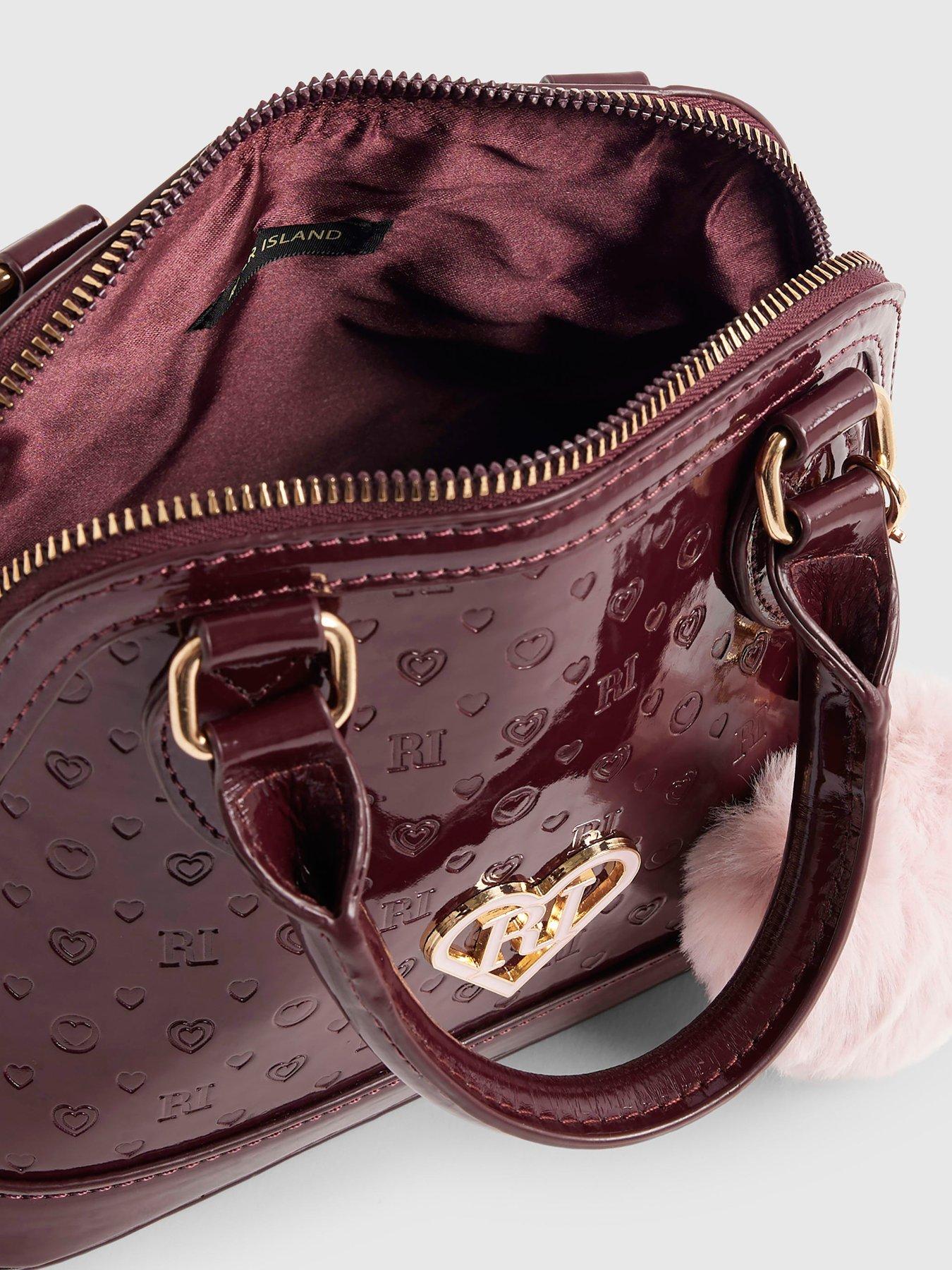 Image 4 of 5 of River Island Girls Monogram Crossbody Bag - Burgundy