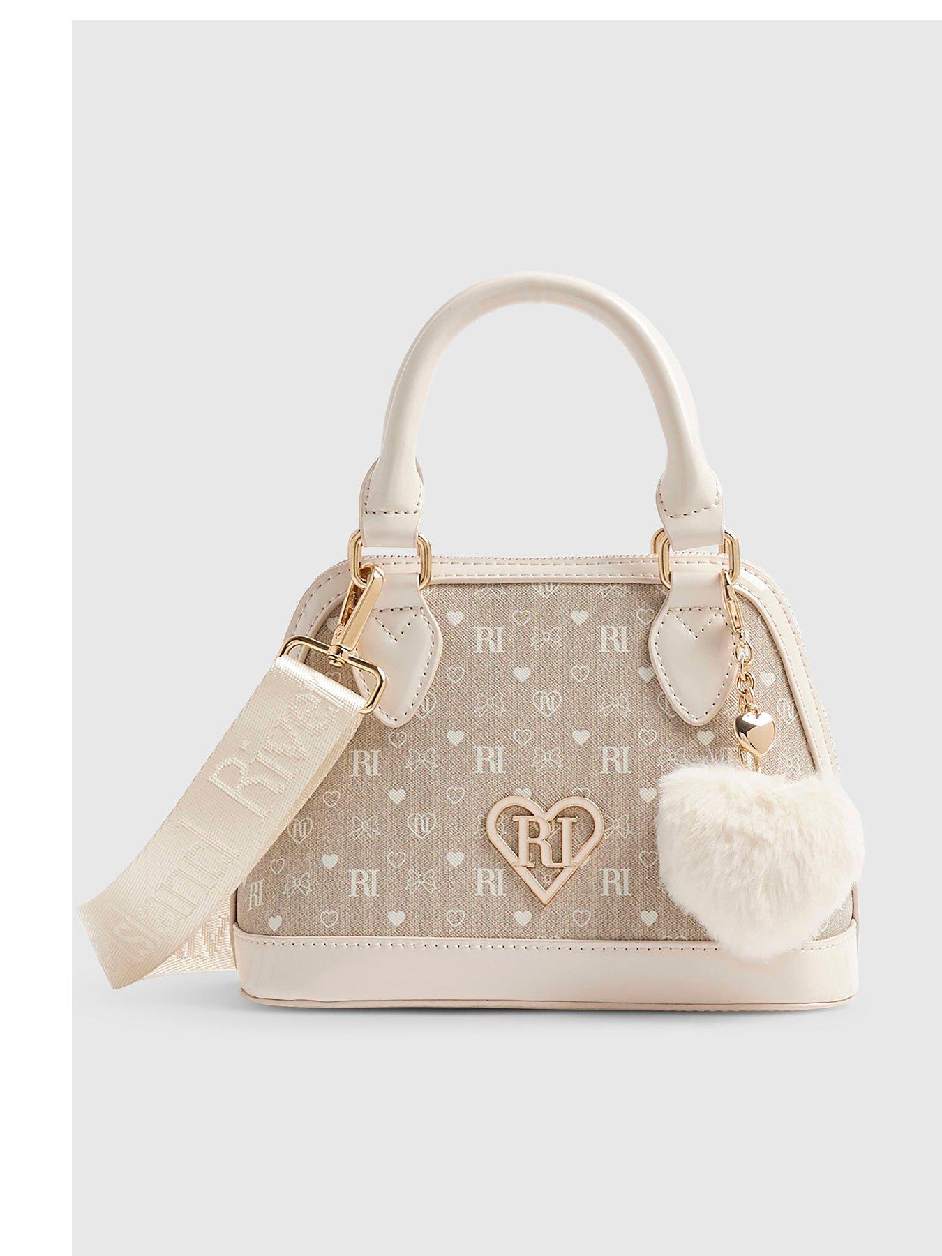 Image 1 of 5 of River Island Girls Monogram Crossbody Bag - Cream