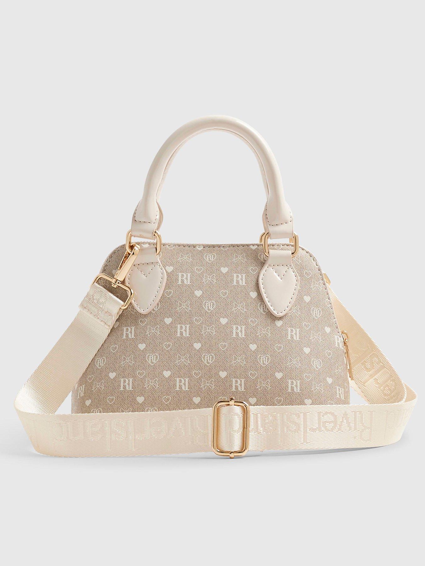 Image 2 of 5 of River Island Girls Monogram Crossbody Bag - Cream