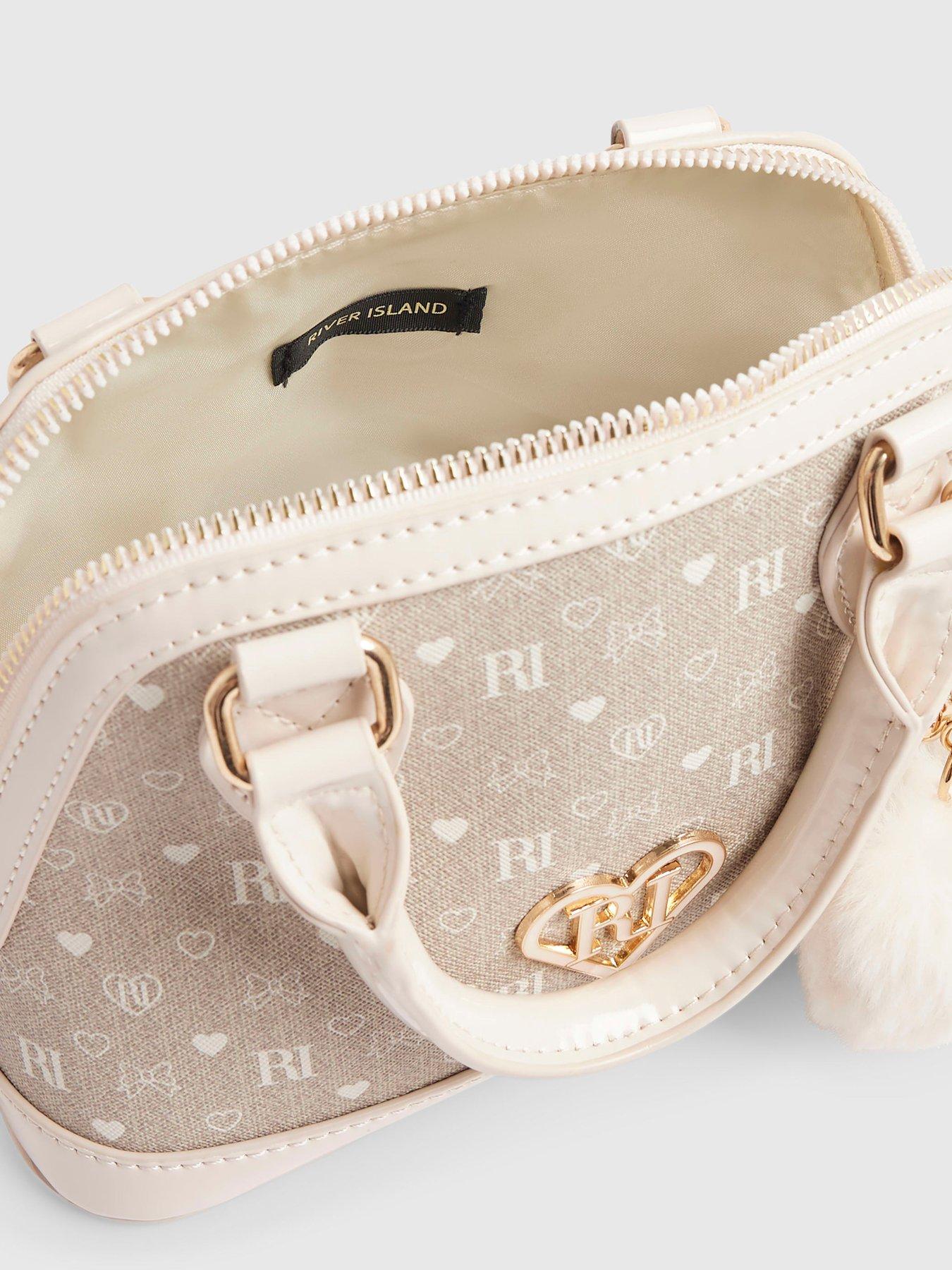 Image 4 of 5 of River Island Girls Monogram Crossbody Bag - Cream