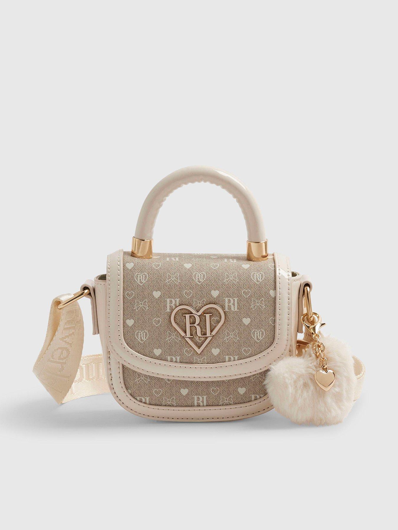 Image 2 of 5 of River Island Monogram Crossbody Bag - Cream