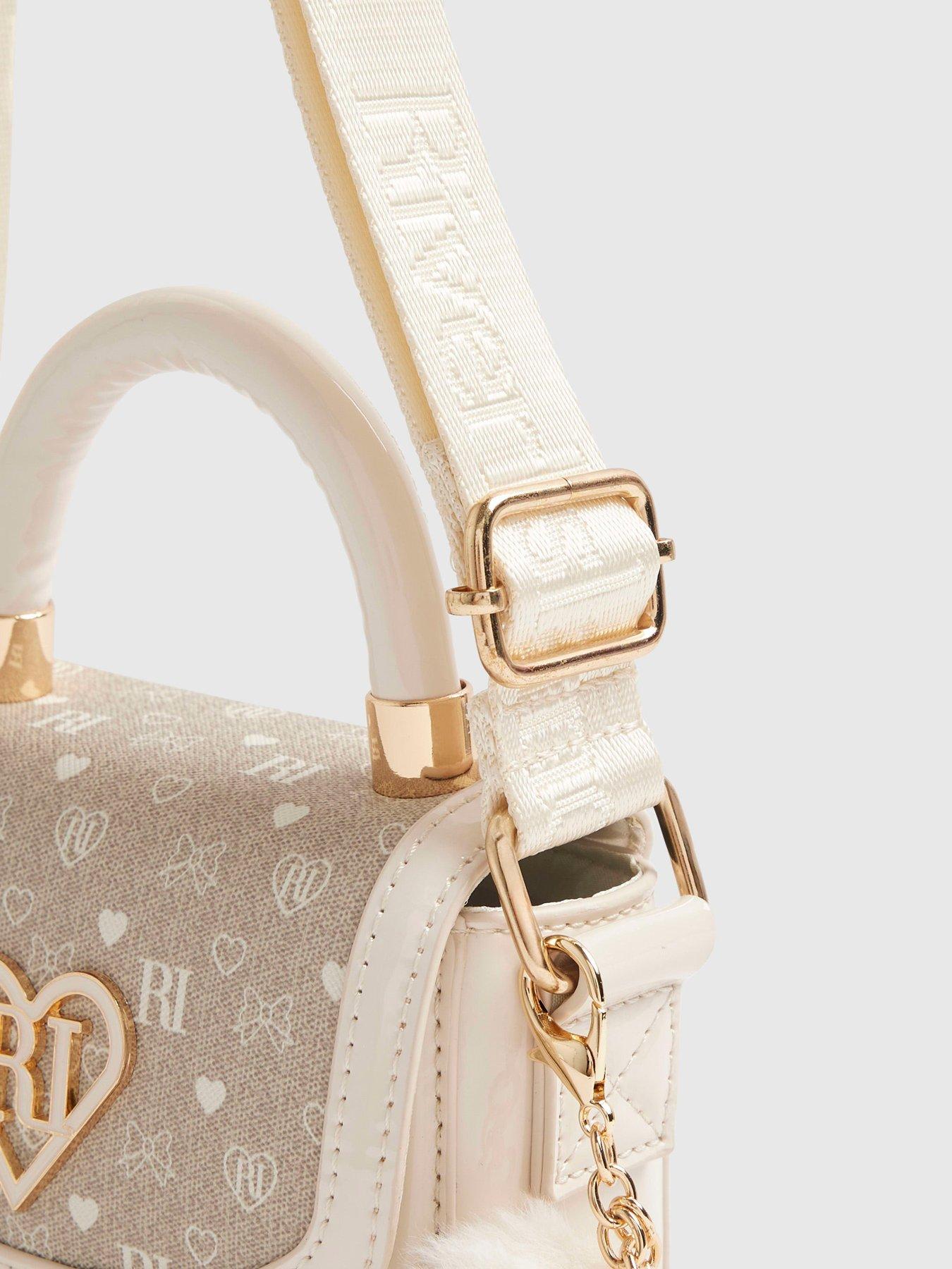 Image 5 of 5 of River Island Monogram Crossbody Bag - Cream